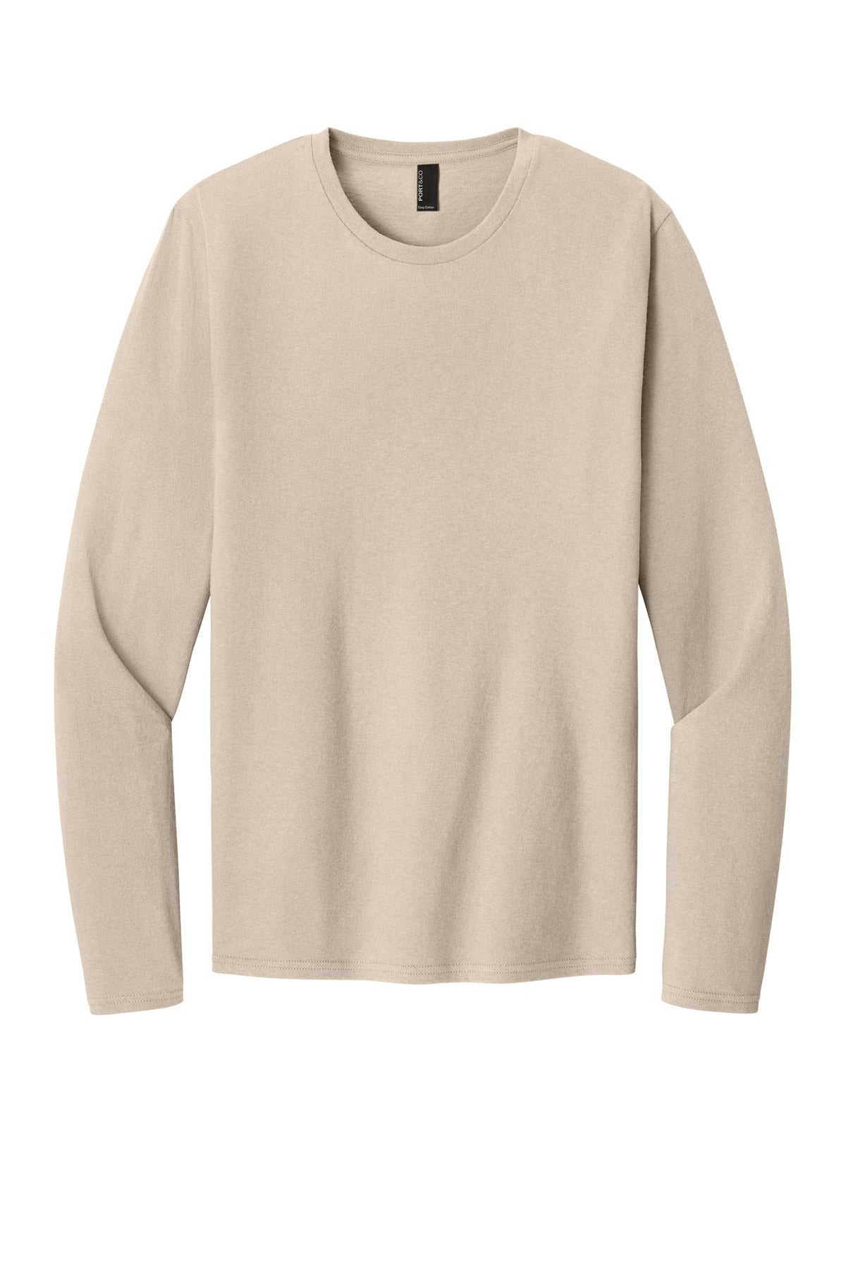 Port & Co Easy Cotton Long Sleeve Tee PC43LS - Light Sand