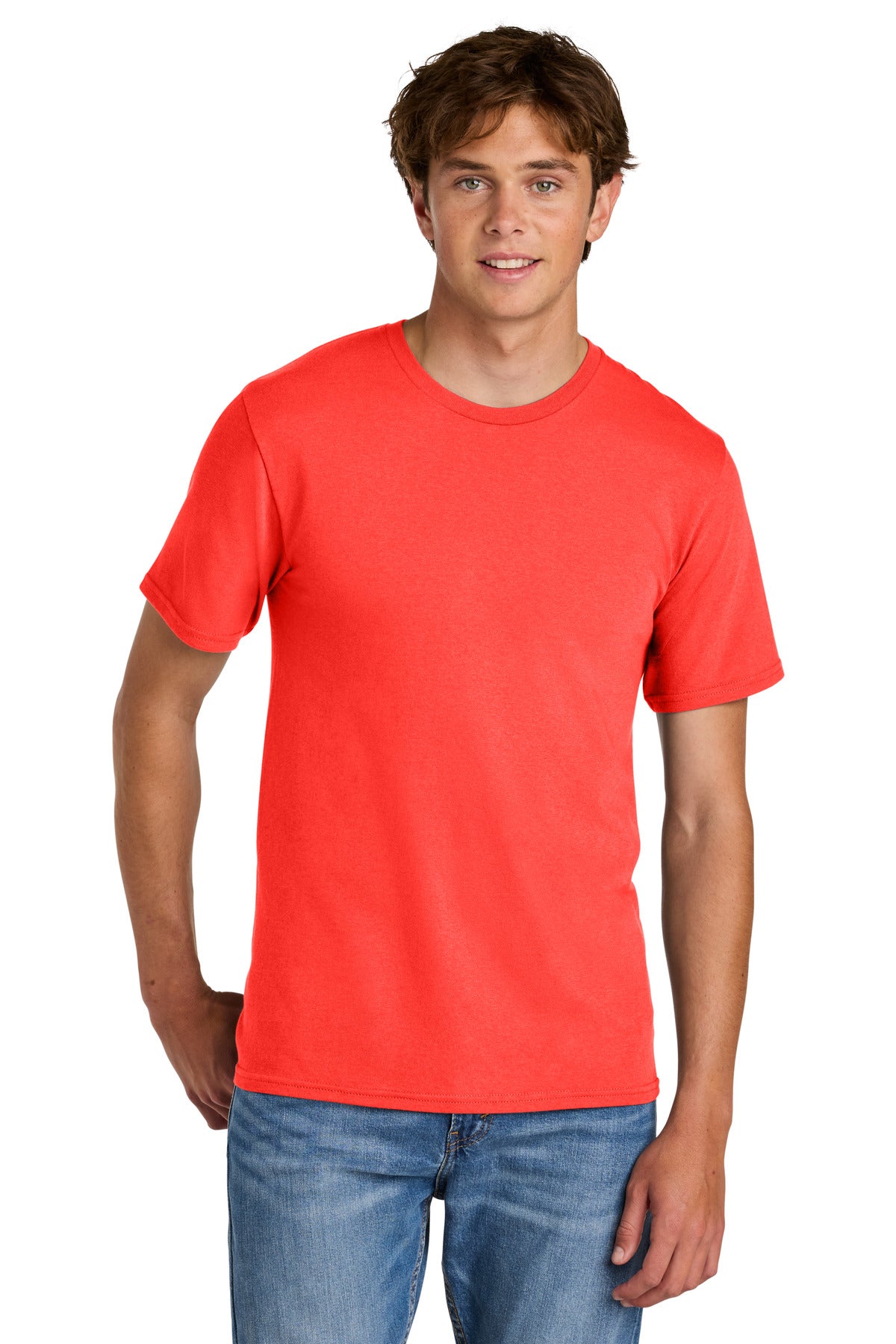 Port & Co Easy Cotton Tee PC43 - Neon Electric Coral