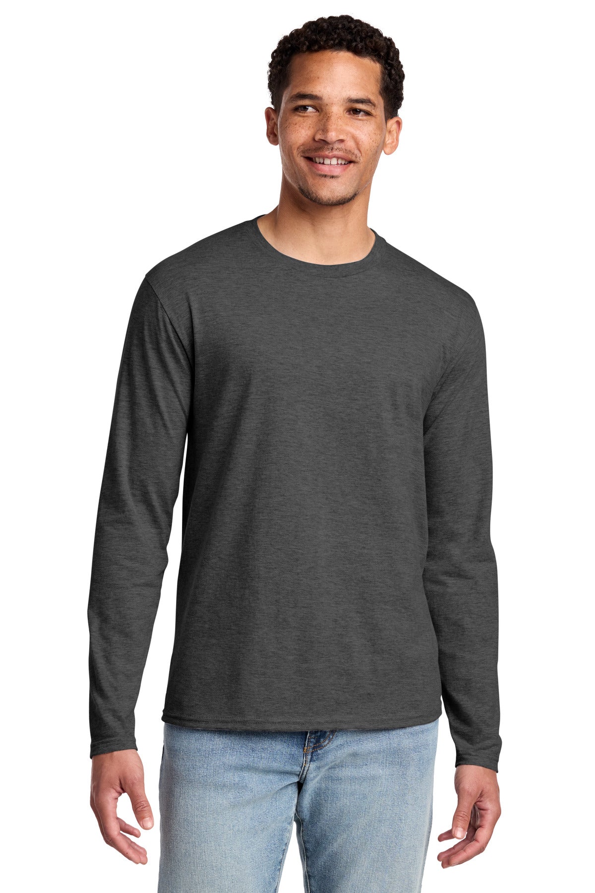 Port & Co Long Sleeve Fan Favorite Tee. PC450LS - Dark Heather Grey