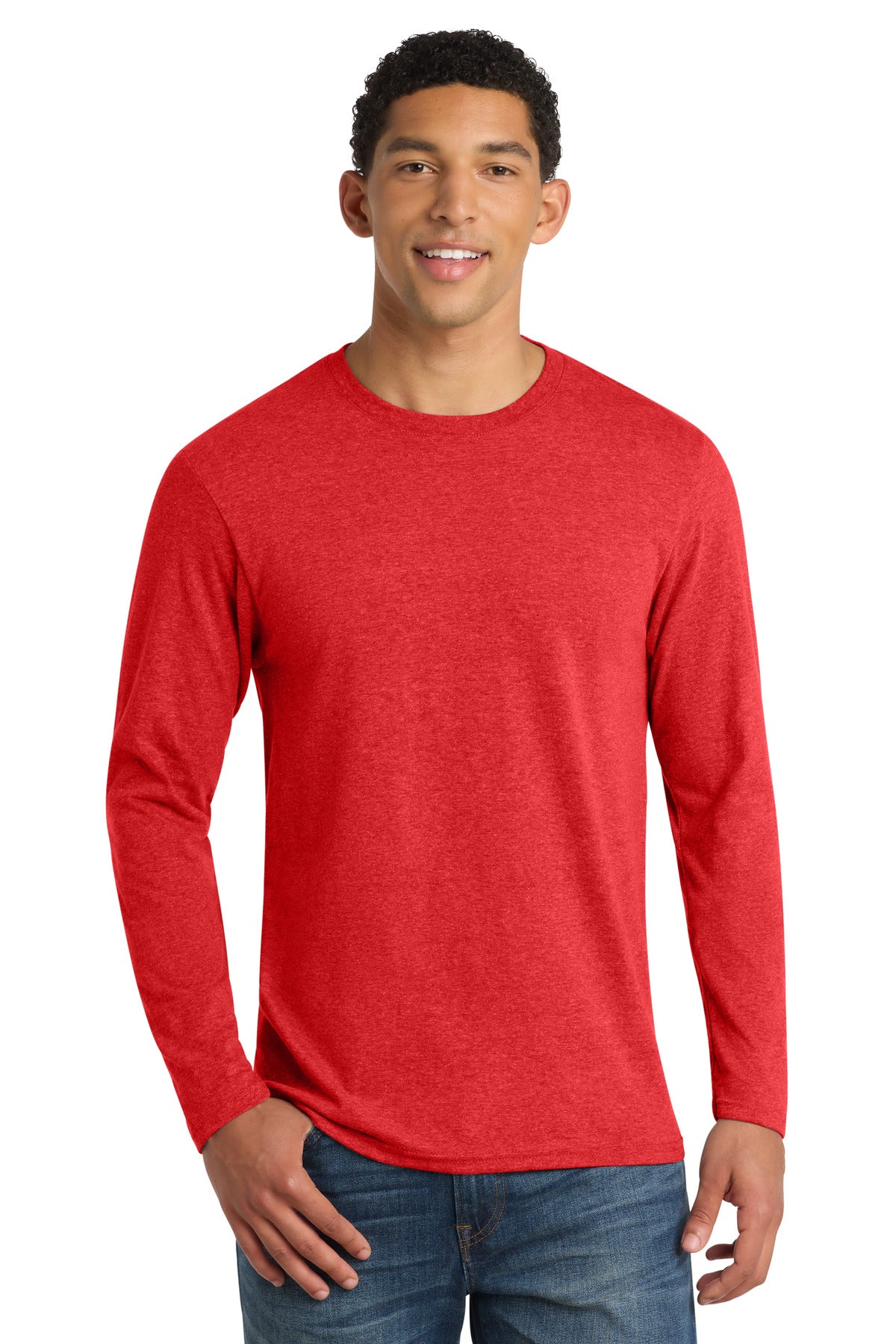 Port & Co Long Sleeve Fan Favorite  Blend Tee. PC455LS - Bright Red Heather