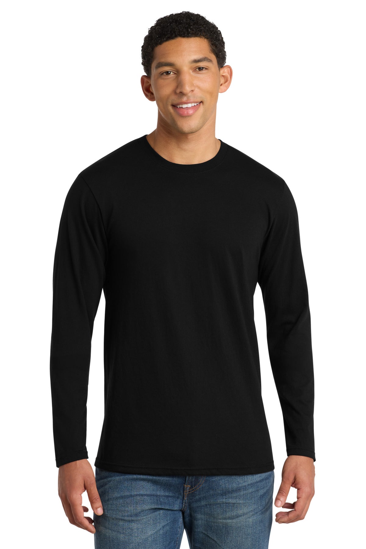 Port & Co Long Sleeve Fan Favorite  Blend Tee. PC455LS - Jet Black
