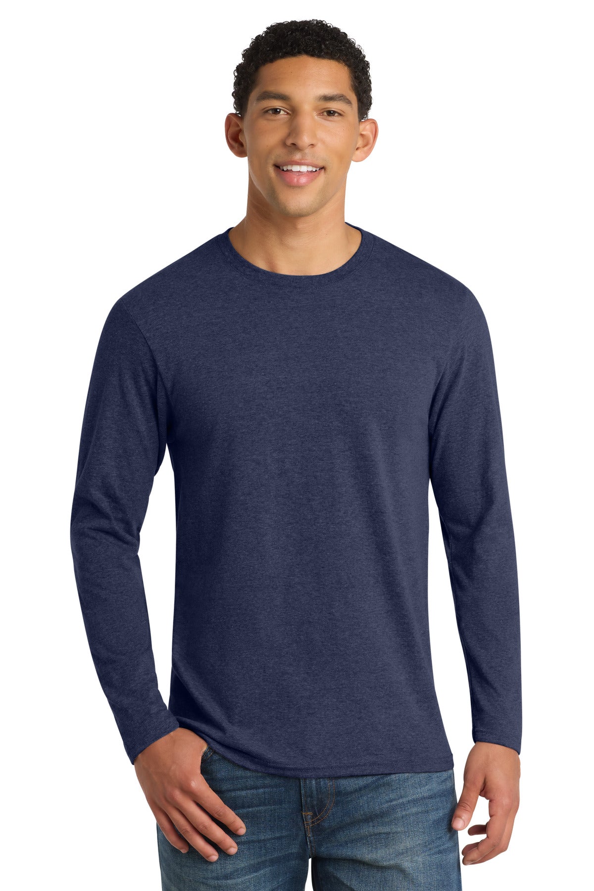 Port & Co Long Sleeve Fan Favorite  Blend Tee. PC455LS - Team Navy Heather