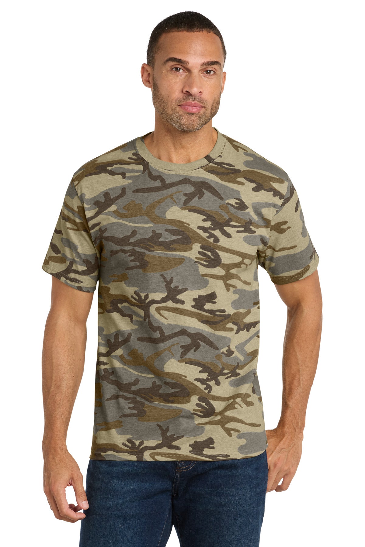 Port & Co Core Cotton Camo Tee.  PC54C - Desert Camo