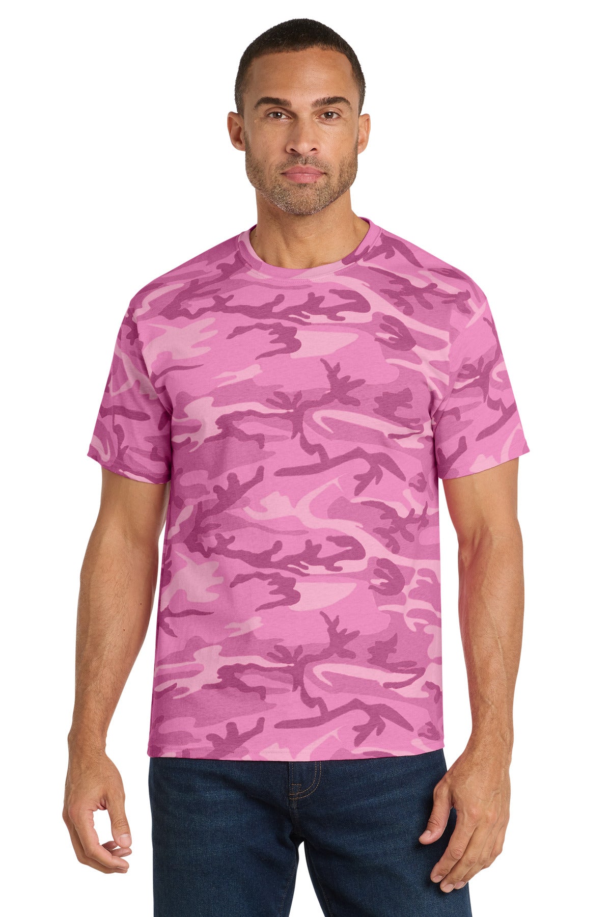 Port & Co Core Cotton Camo Tee.  PC54C - Pink Camo