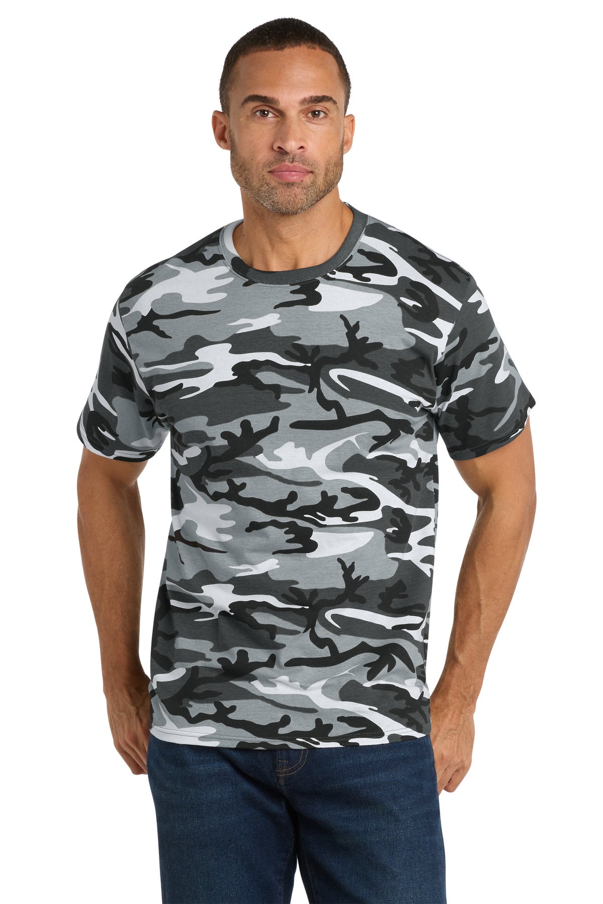 Port & Co Core Cotton Camo Tee.  PC54C - Winter Camo