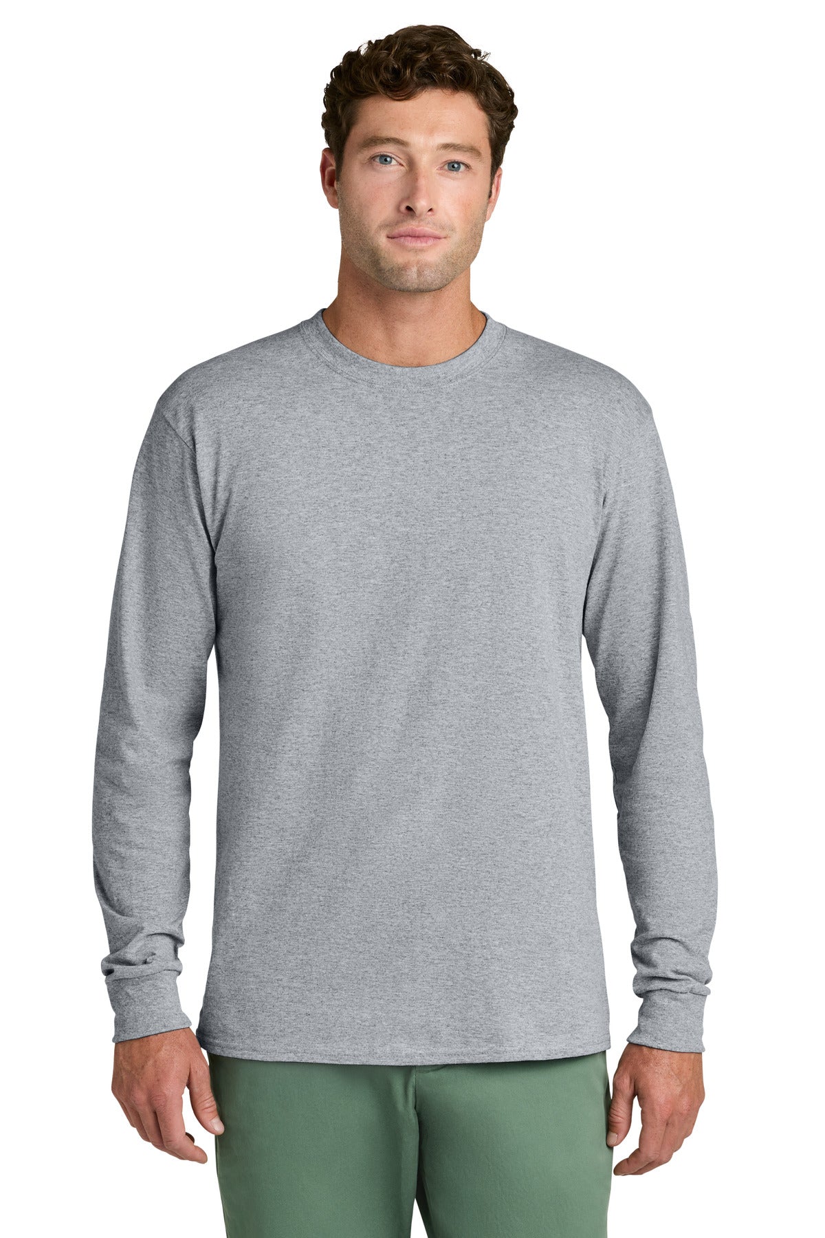 Port & Co Long Sleeve Core Cotton Tee. PC54LS - Athletic Heather
