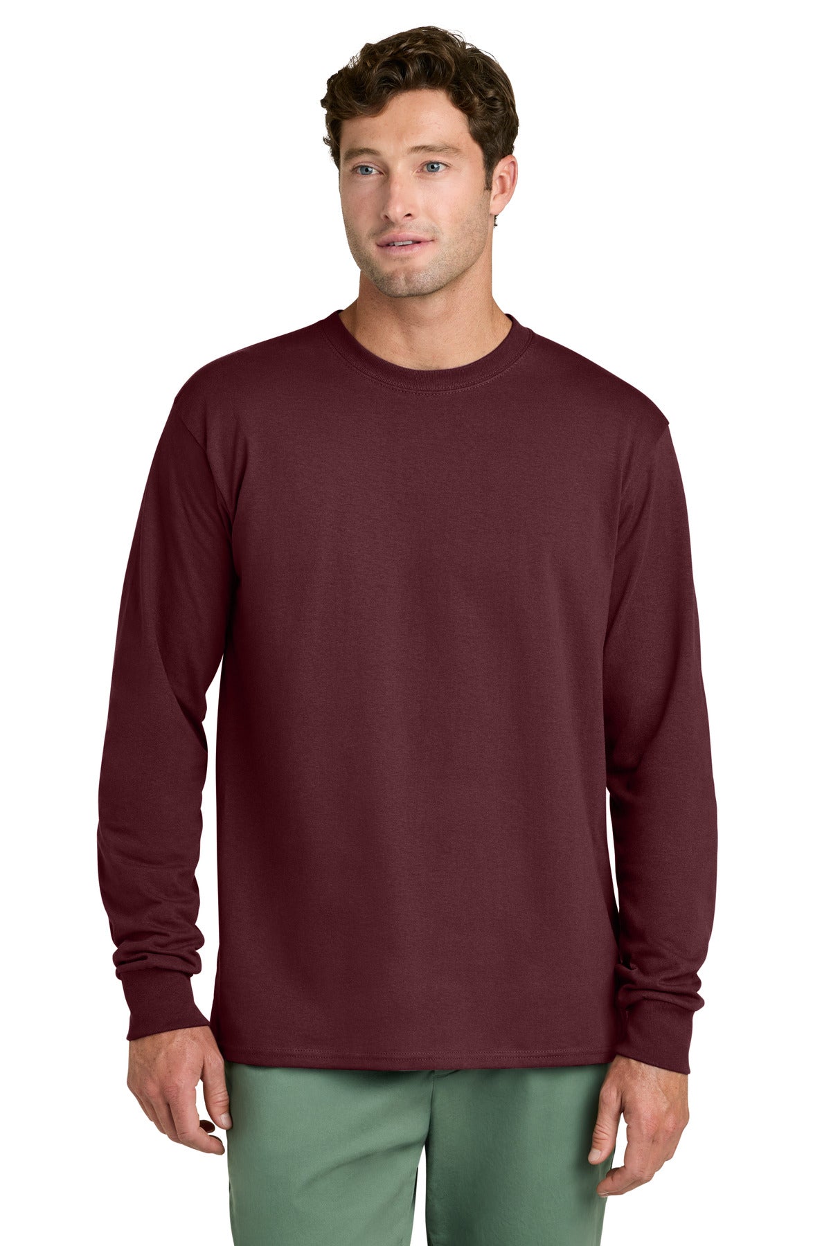 Port & Co Long Sleeve Core Cotton Tee. PC54LS - Athletic Maroon