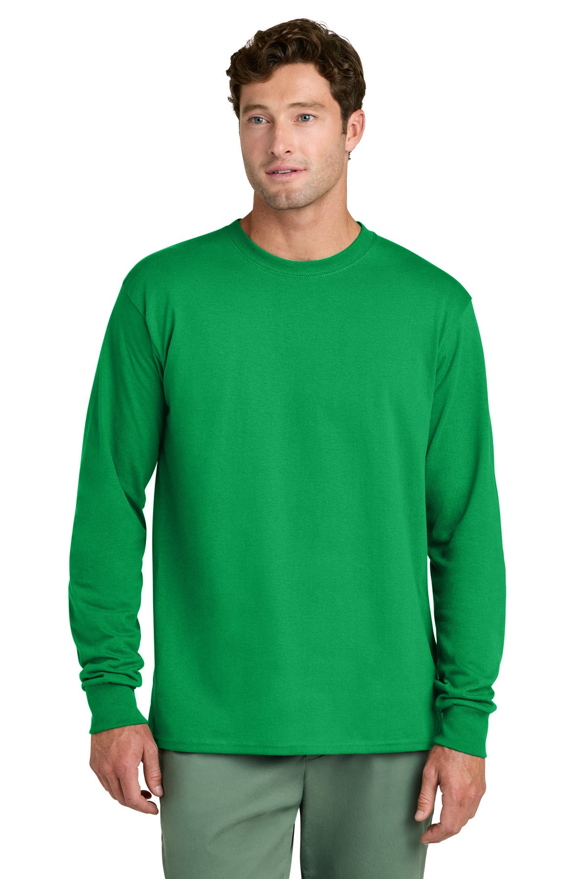 Port & Co Long Sleeve Core Cotton Tee. PC54LS - Clover Green