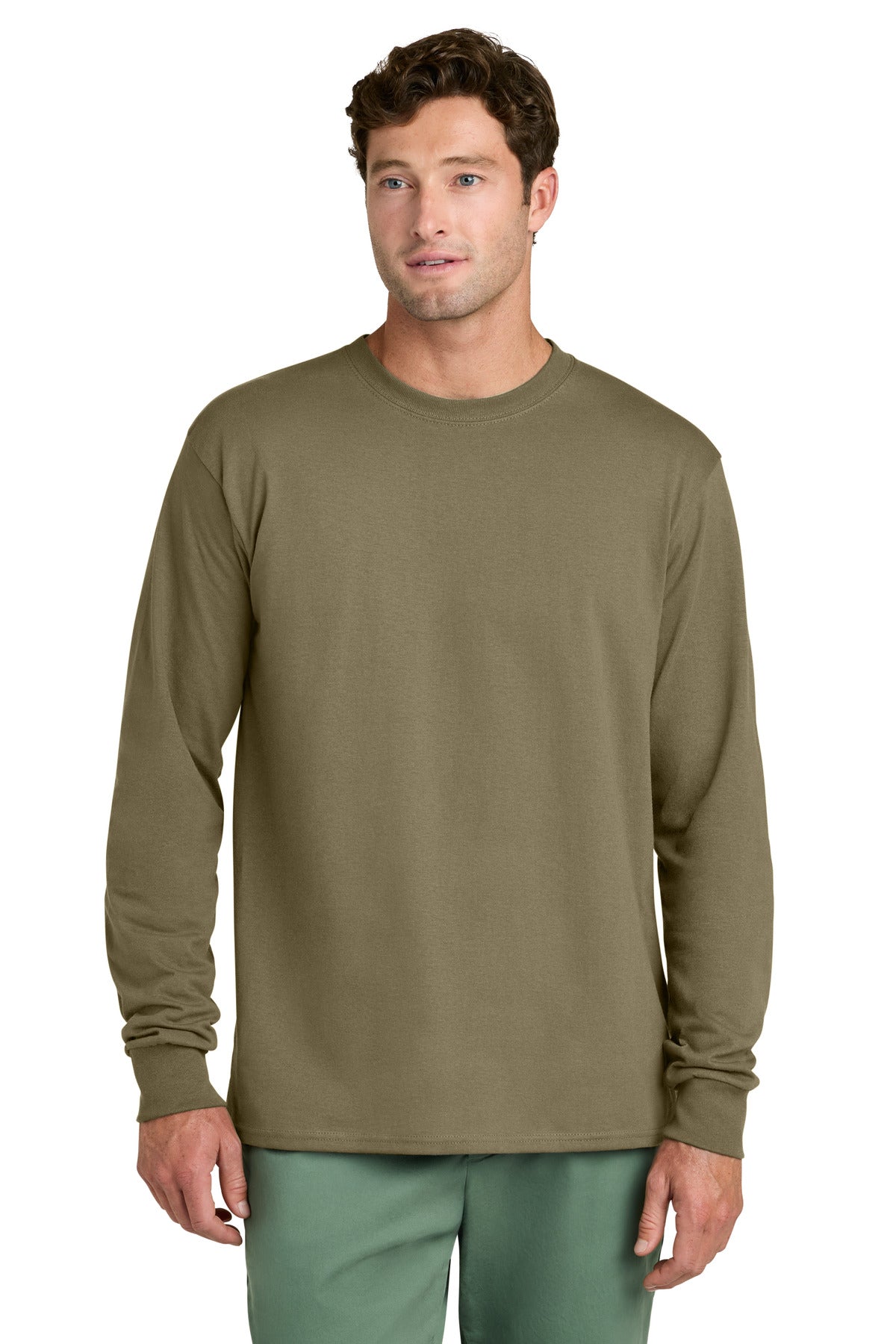 Port & Co Long Sleeve Core Cotton Tee. PC54LS - Coyote Brown