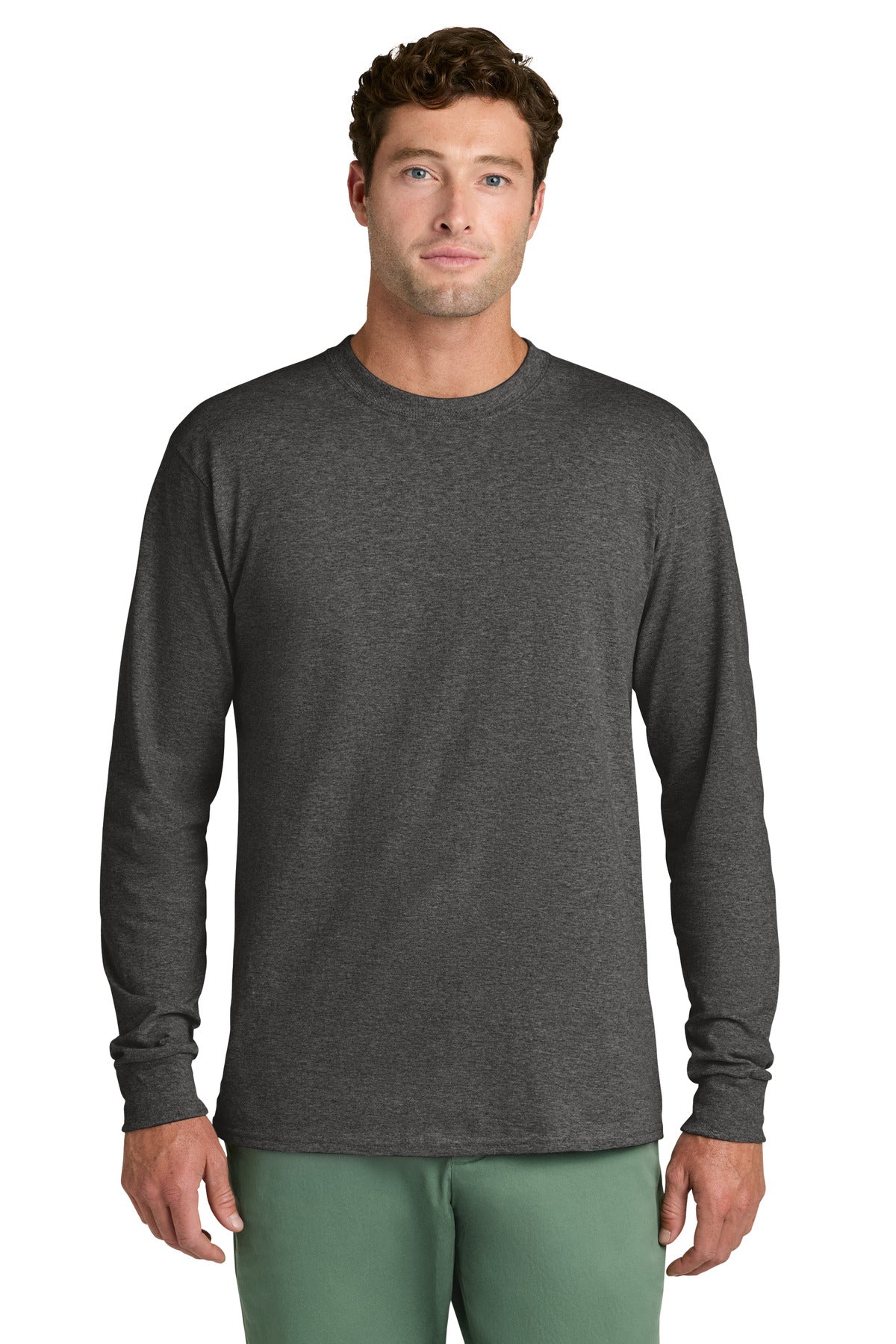 Port & Co Long Sleeve Core Cotton Tee. PC54LS - Dark Heather Grey