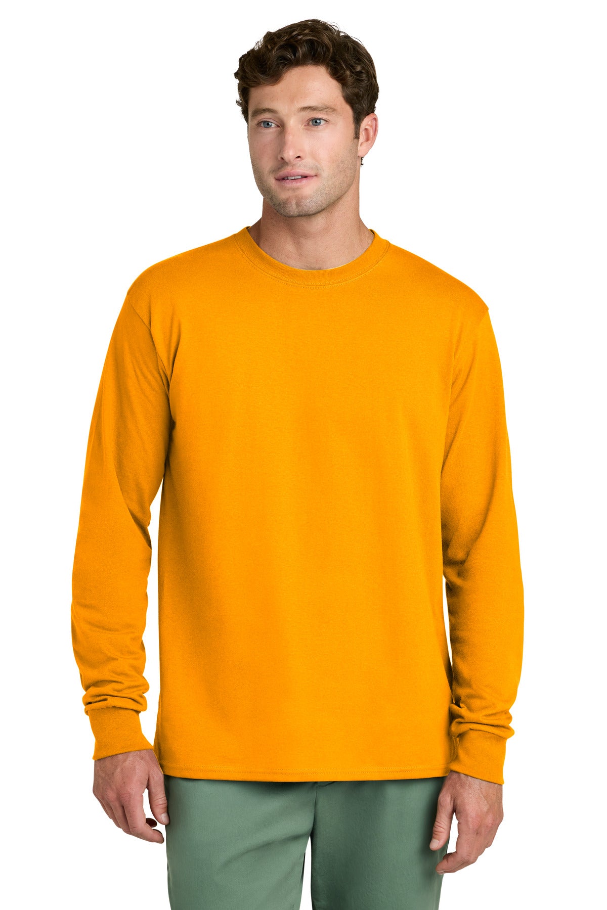 Port & Co Long Sleeve Core Cotton Tee. PC54LS - Gold