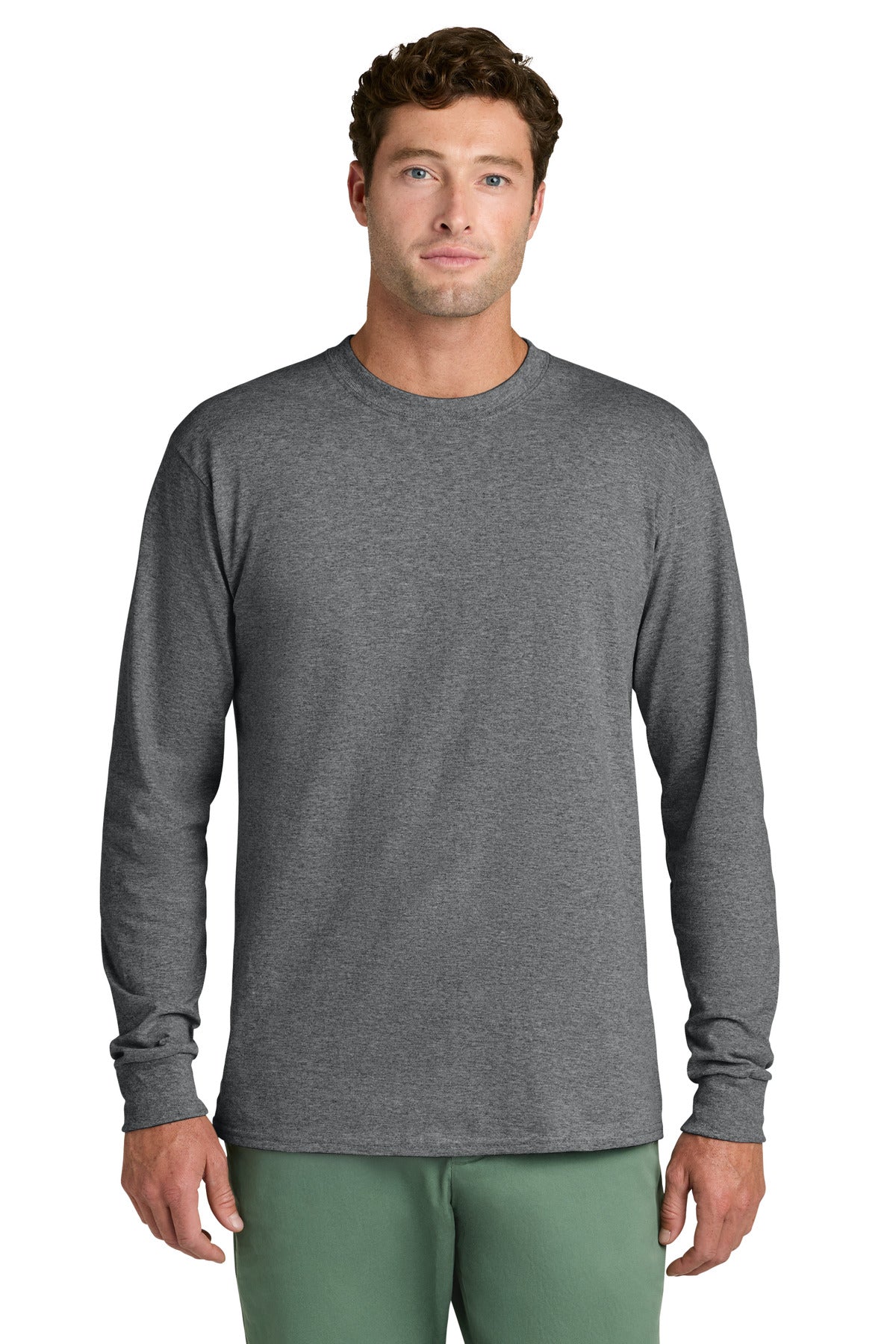 Port & Co Long Sleeve Core Cotton Tee. PC54LS - Graphite Heather
