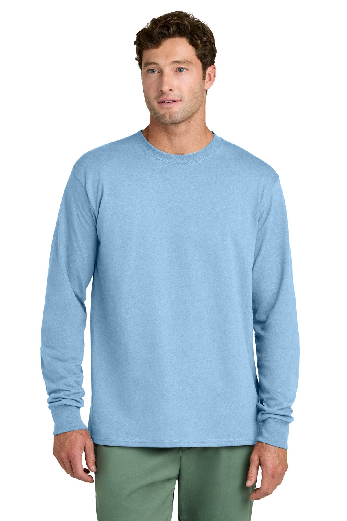 Port & Co Long Sleeve Core Cotton Tee. PC54LS - Light Blue