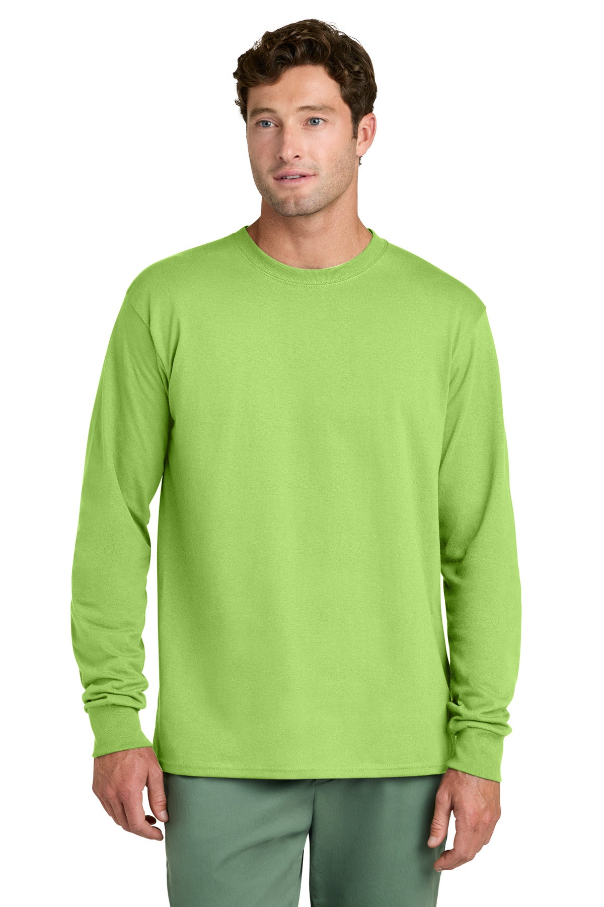 Port & Co Long Sleeve Core Cotton Tee. PC54LS - Lime