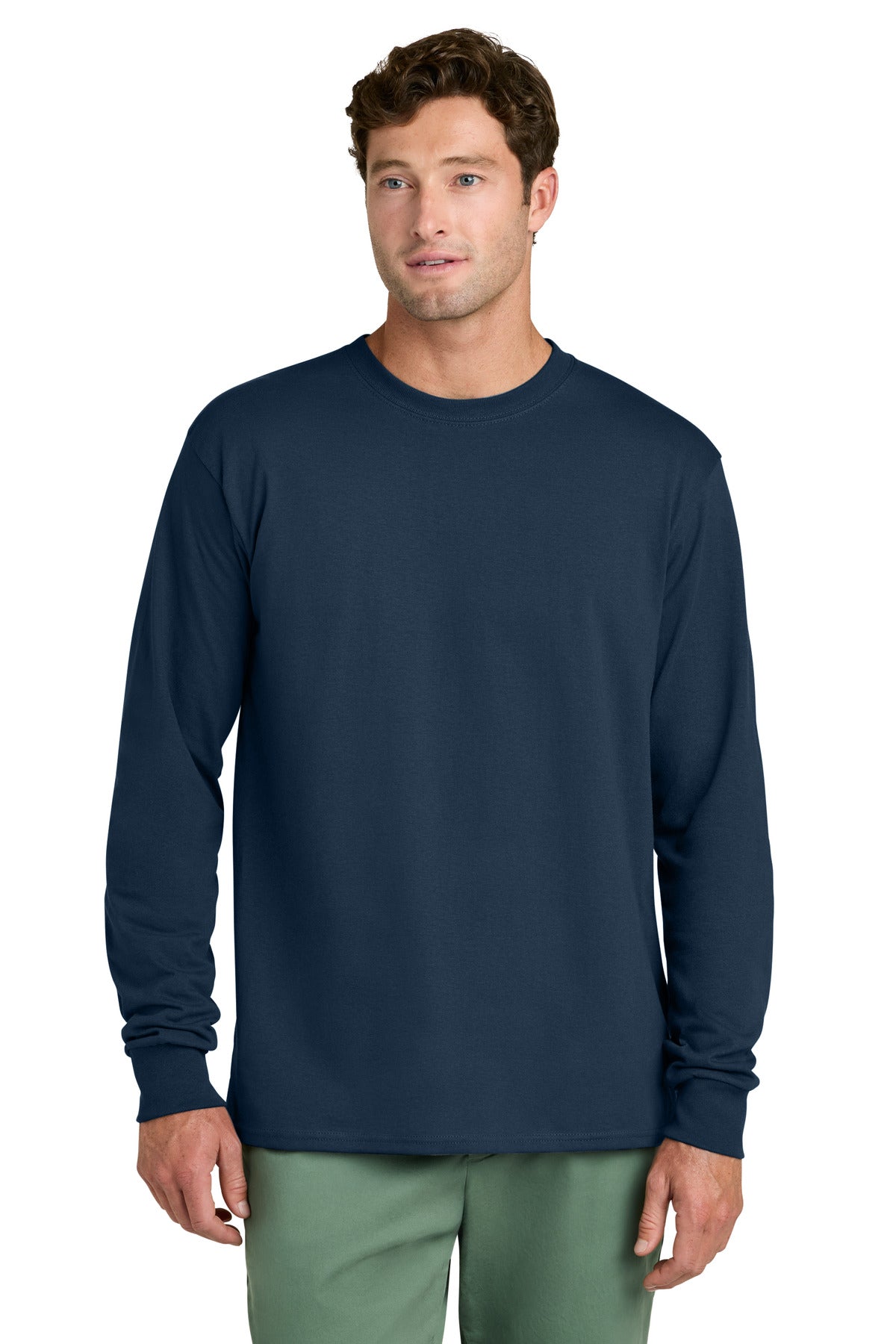 Port & Co Long Sleeve Core Cotton Tee. PC54LS - Navy