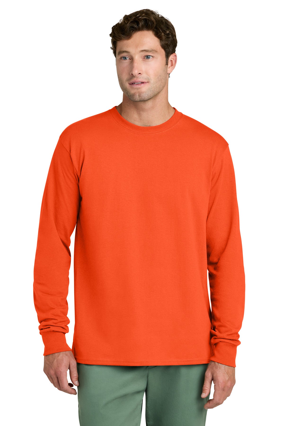 Port & Co Long Sleeve Core Cotton Tee. PC54LS - Orange