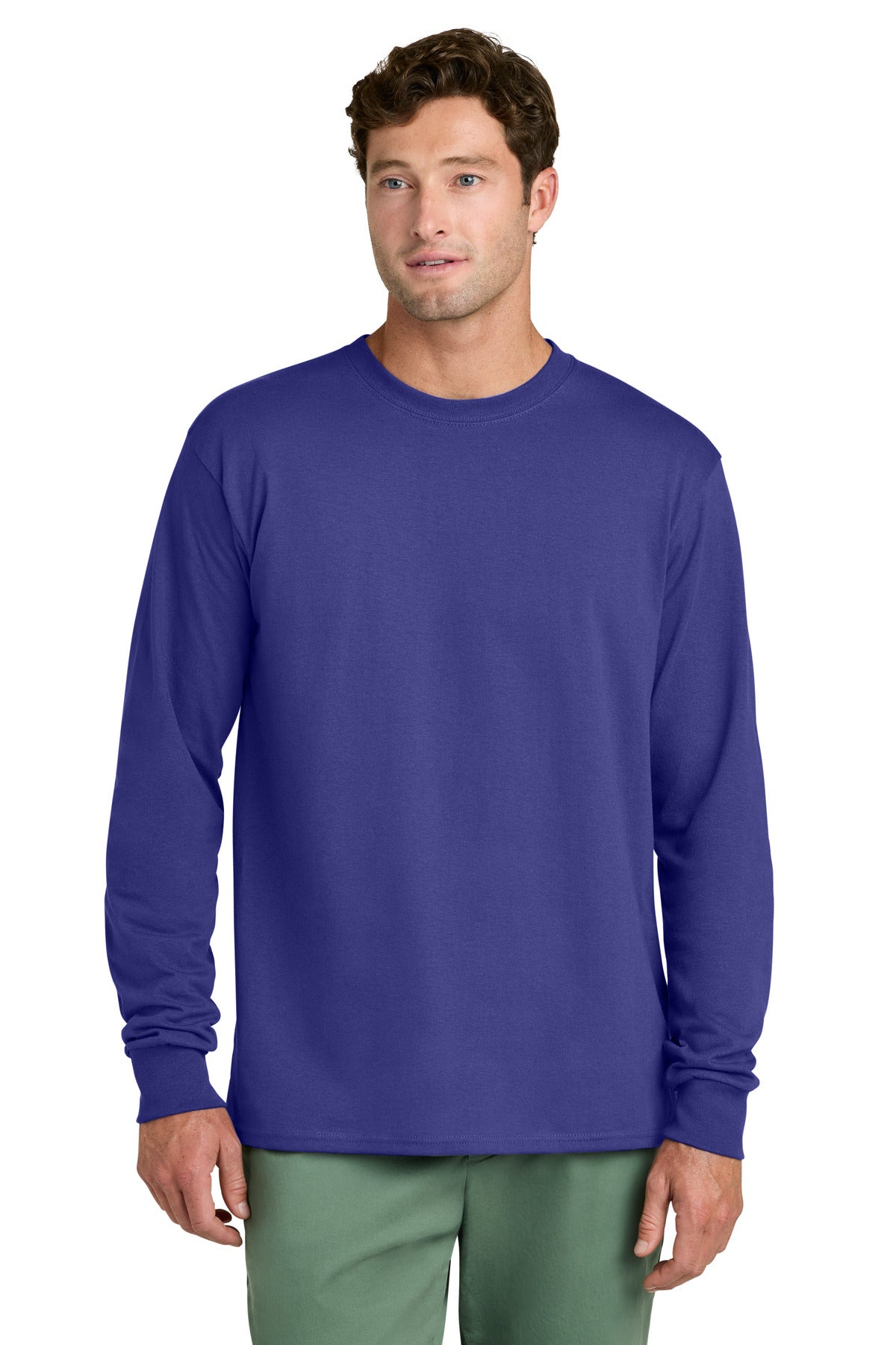 Port & Co Long Sleeve Core Cotton Tee. PC54LS - Purple