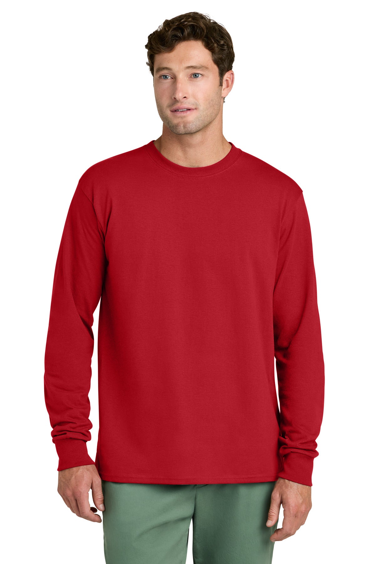 Port & Co Long Sleeve Core Cotton Tee. PC54LS - Red