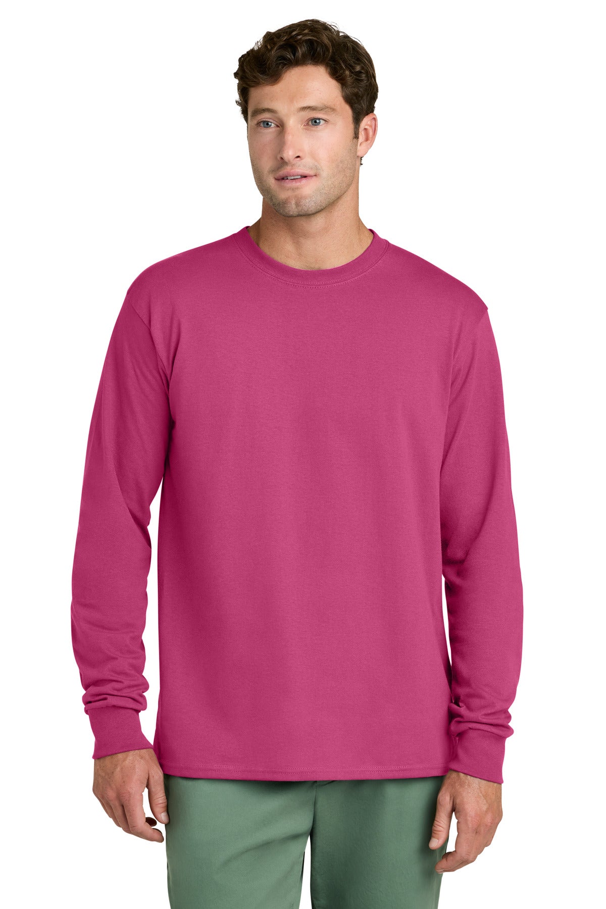 Port & Co Long Sleeve Core Cotton Tee. PC54LS - Sangria