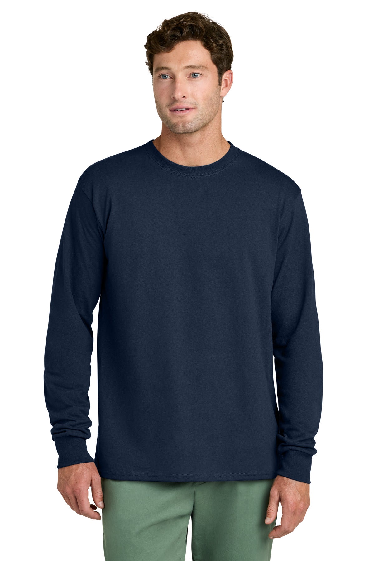 Port & Co Long Sleeve Core Cotton Tee. PC54LS - True Navy