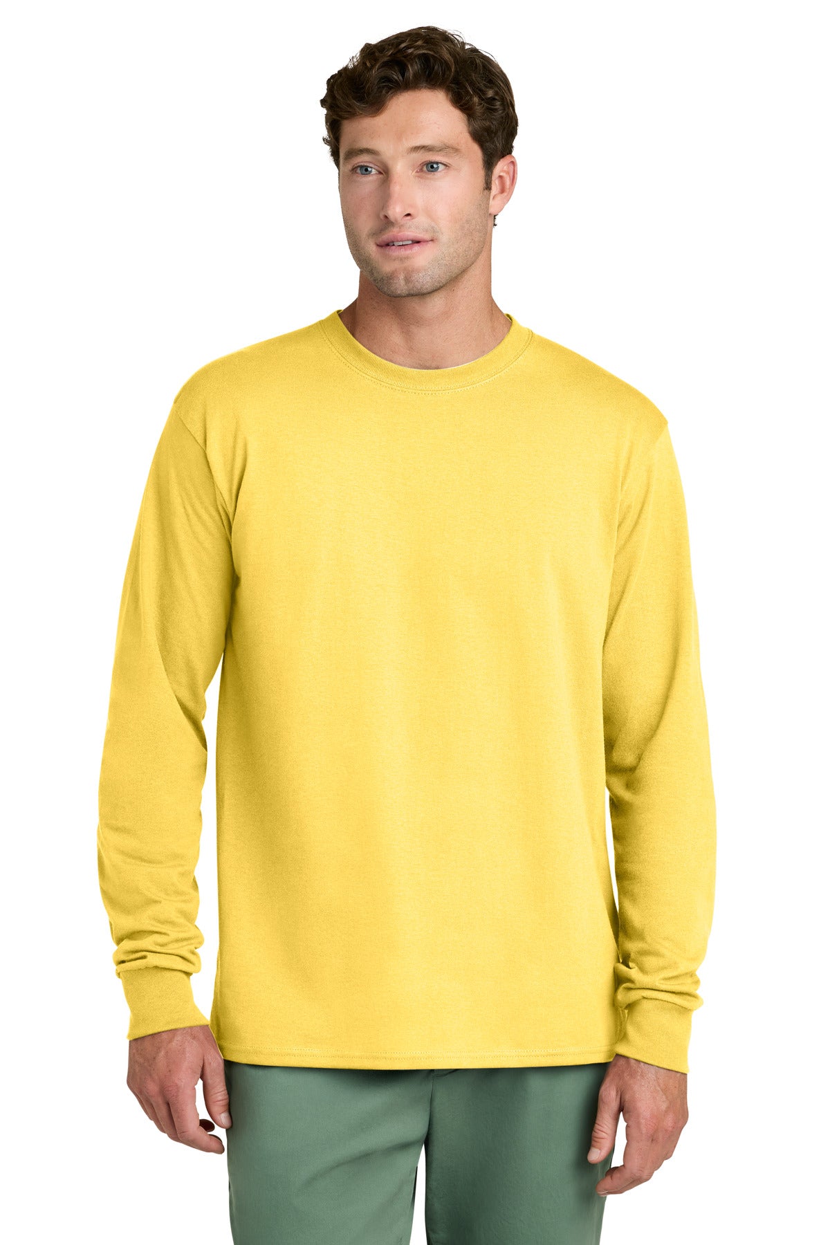 Port & Co Long Sleeve Core Cotton Tee. PC54LS - Yellow