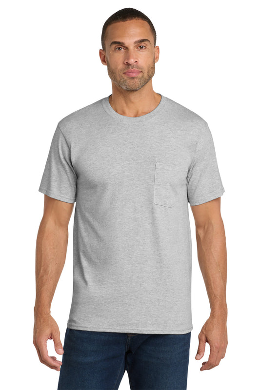 Port & Co Core Cotton Pocket Tee. PC54P - Ash