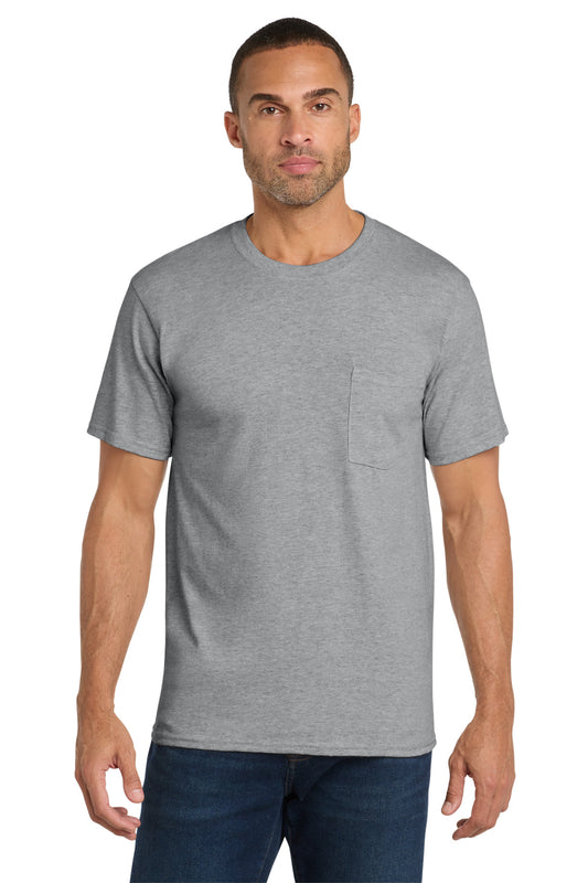Port & Co Core Cotton Pocket Tee. PC54P - Athletic Heather