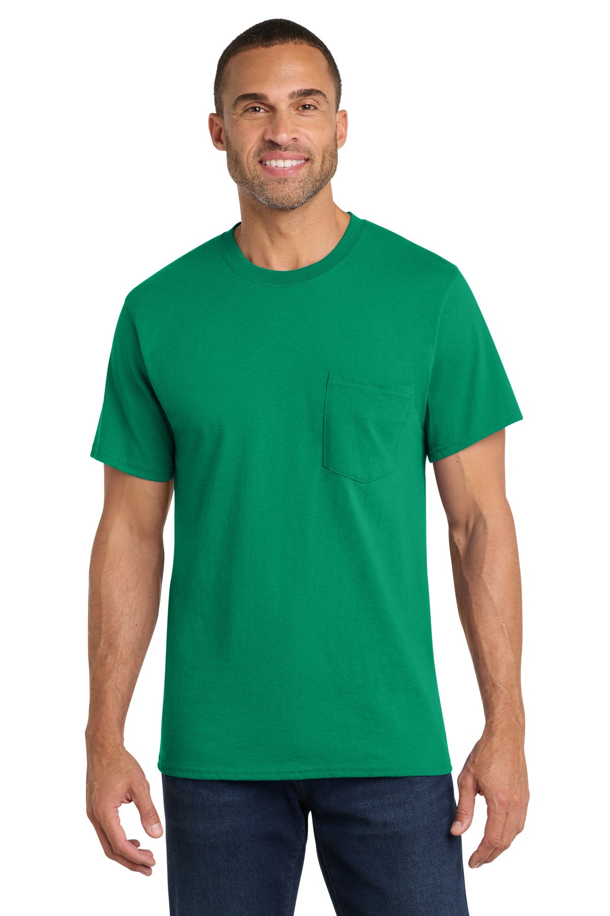 Port & Co Core Cotton Pocket Tee. PC54P - Kelly