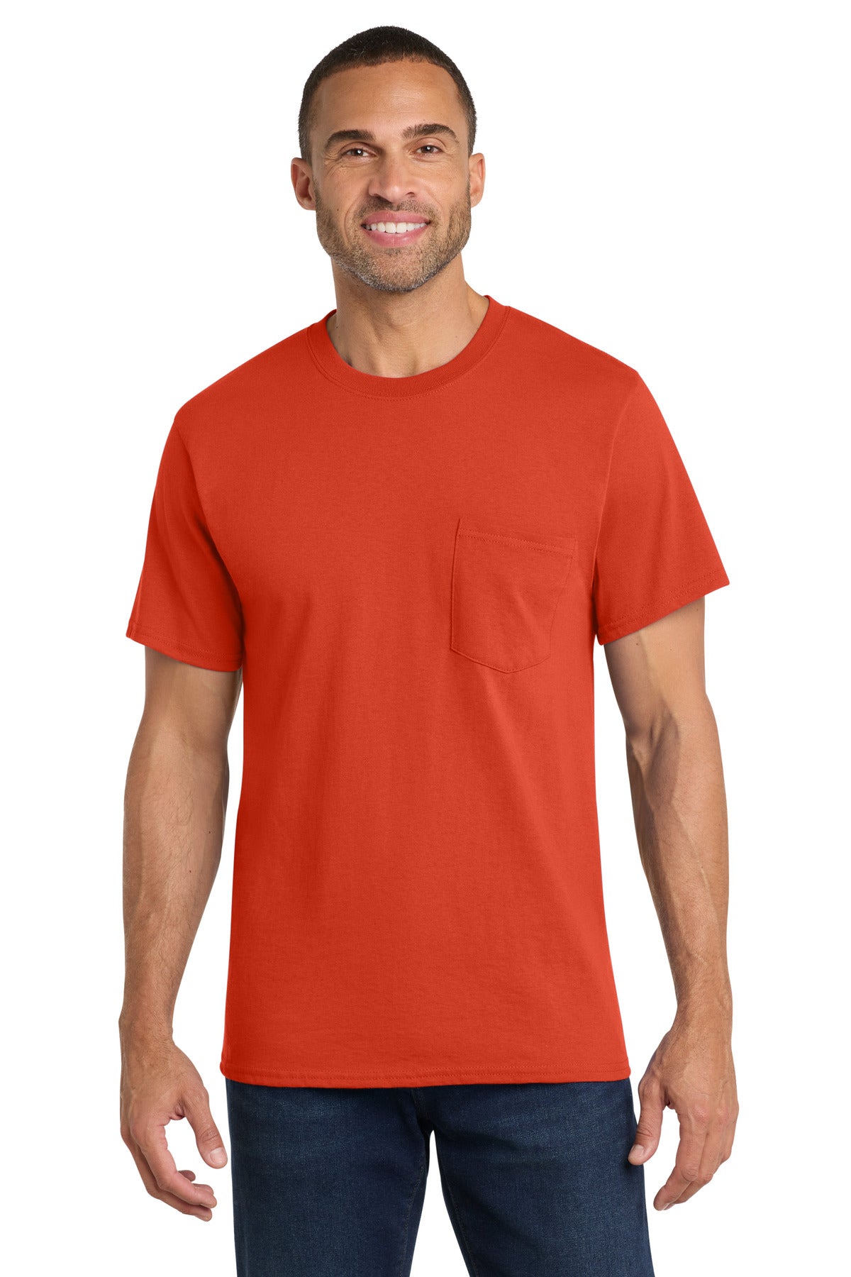 Port & Co Core Cotton Pocket Tee. PC54P - Orange