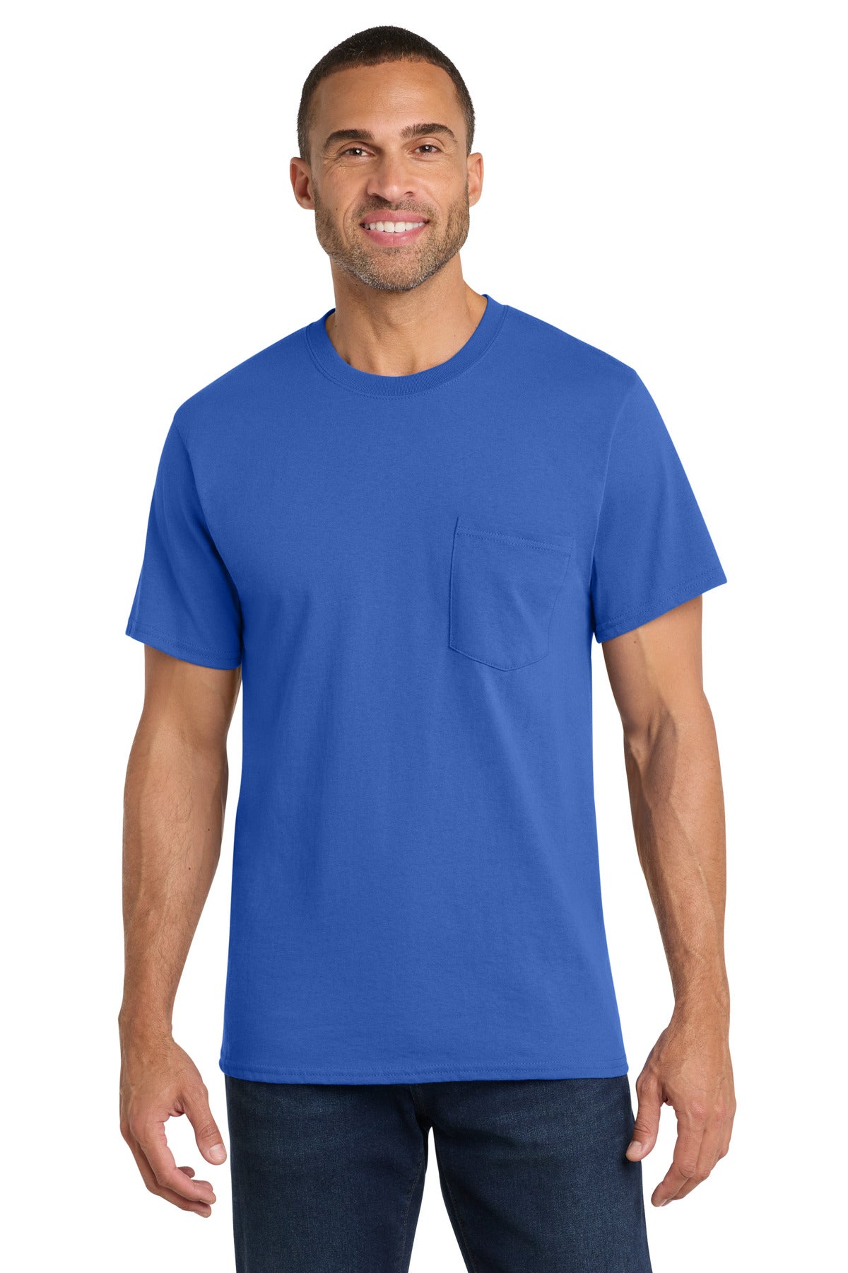 Port & Co Core Cotton Pocket Tee. PC54P - Royal