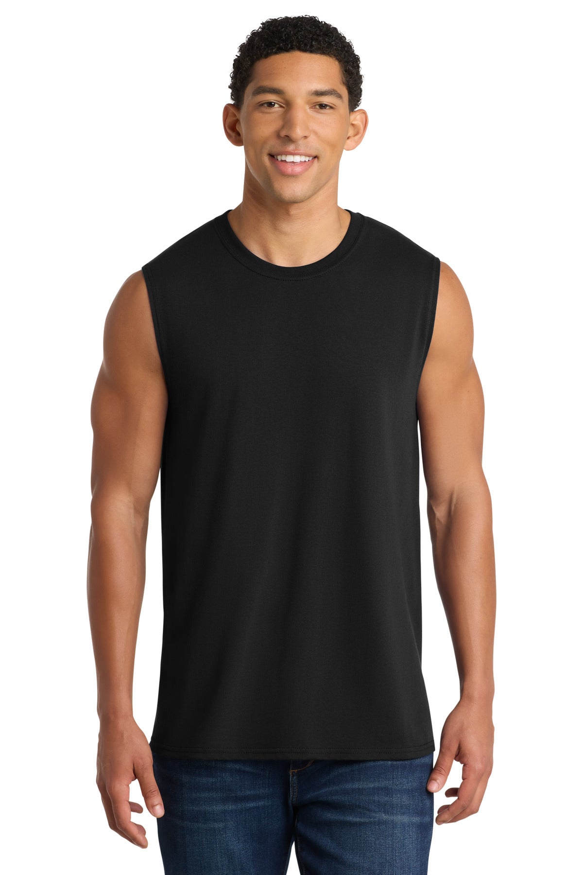 Port & Co Core Cotton Sleeveless Tee. PC54SL - Jet Black