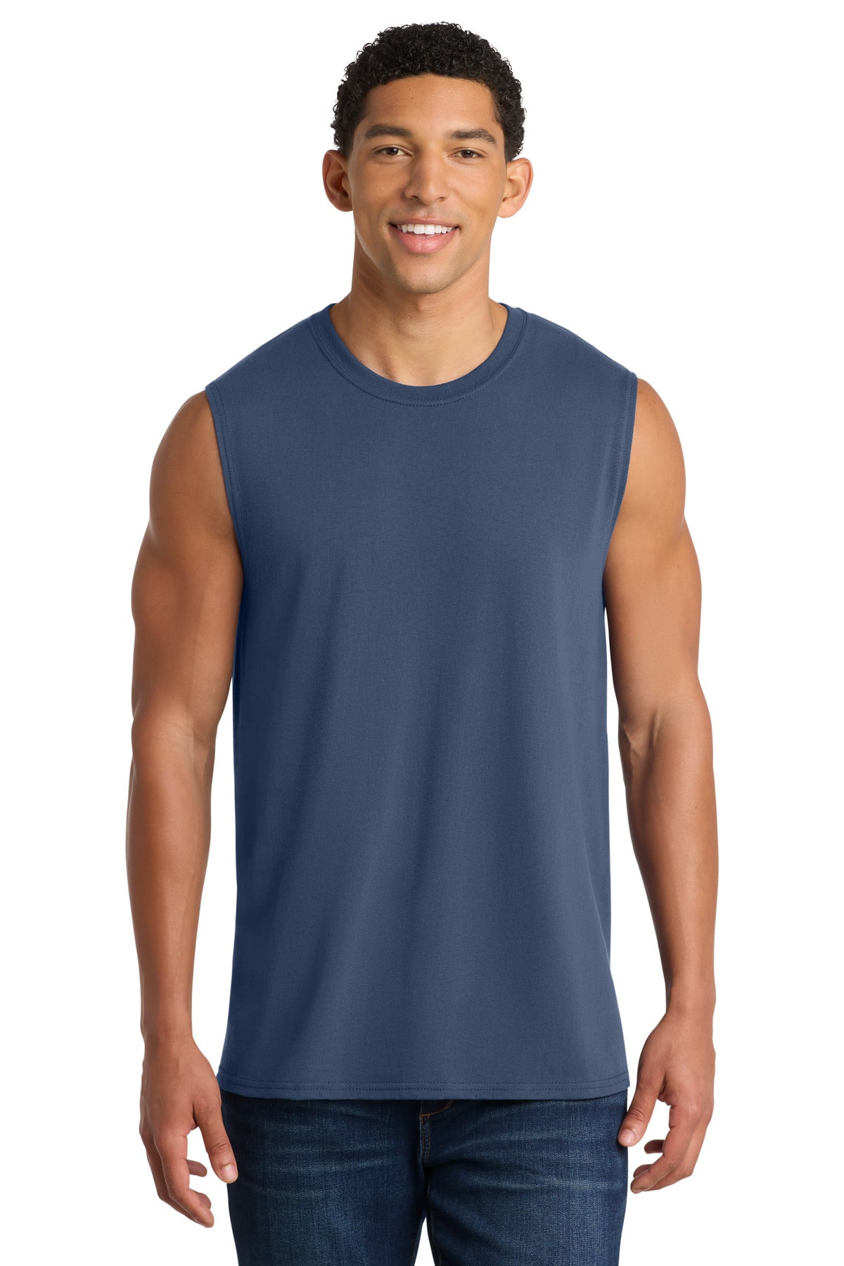 Port & Co Core Cotton Sleeveless Tee. PC54SL - Navy