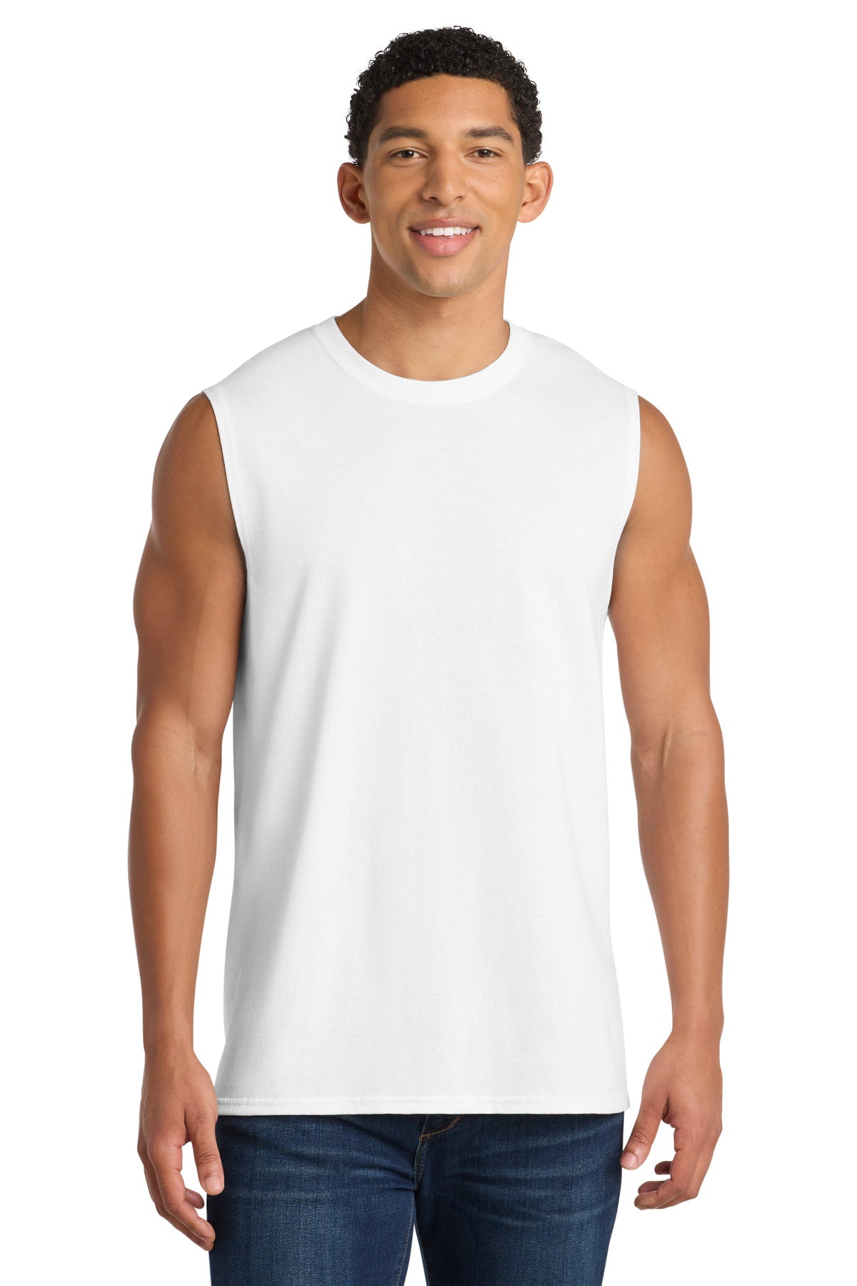 Port & Co Core Cotton Sleeveless Tee. PC54SL - White