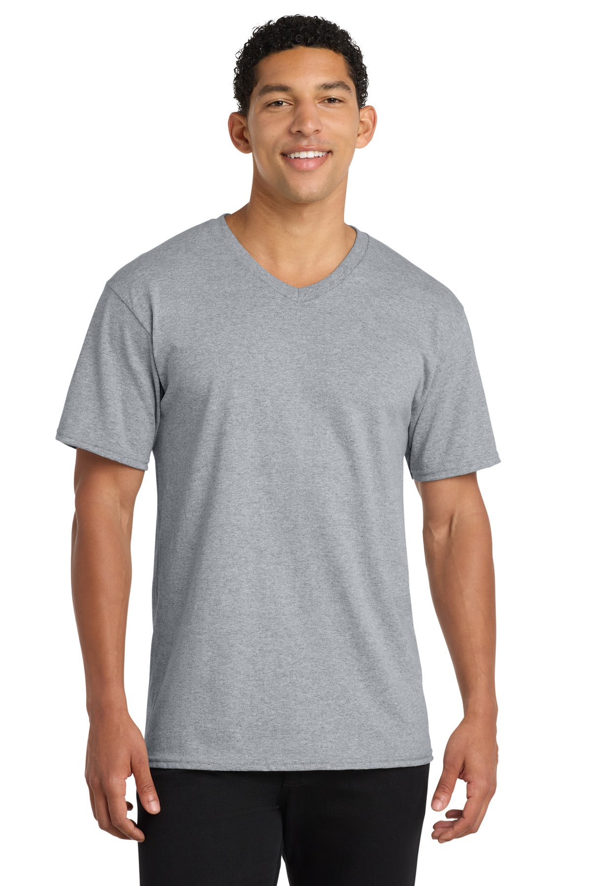 Port & Co Core Cotton V-Neck Tee. PC54V - Athletic Heather