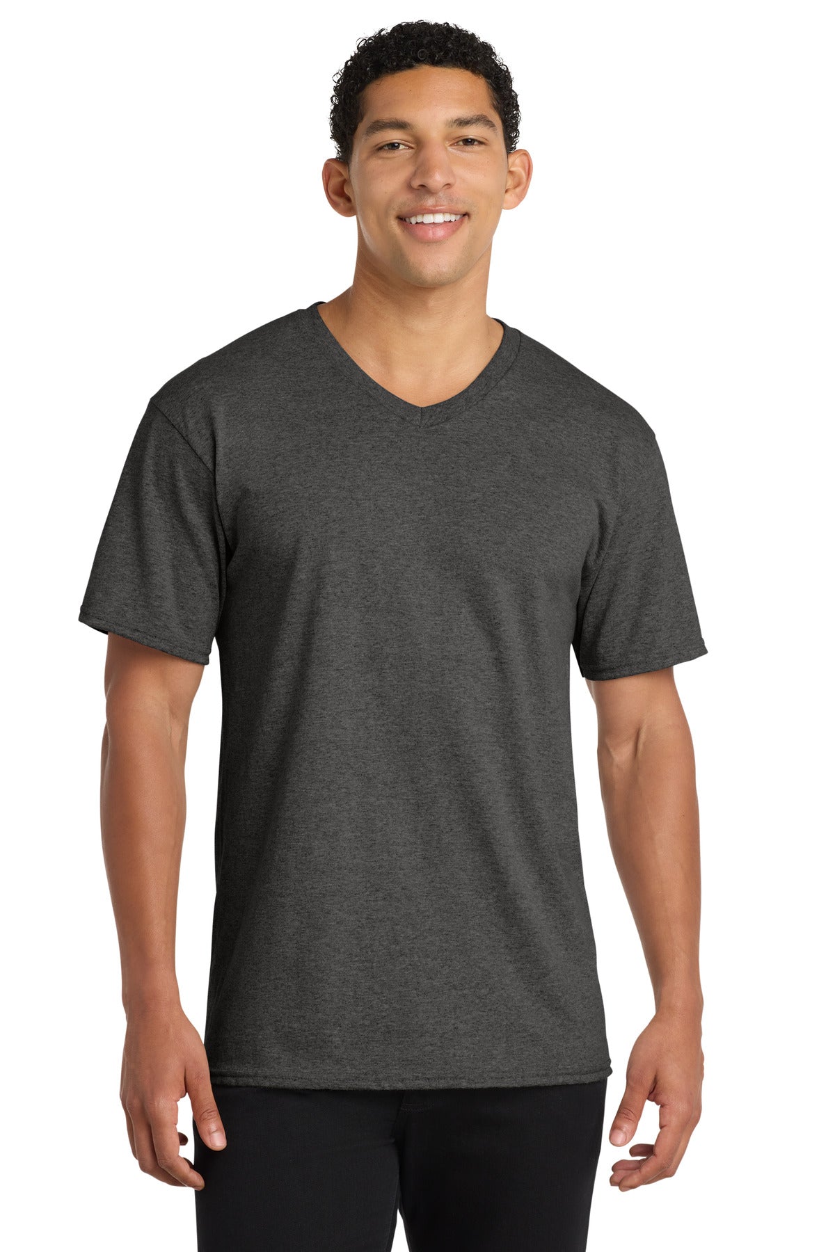 Port & Co Core Cotton V-Neck Tee. PC54V - Dark Heather Grey