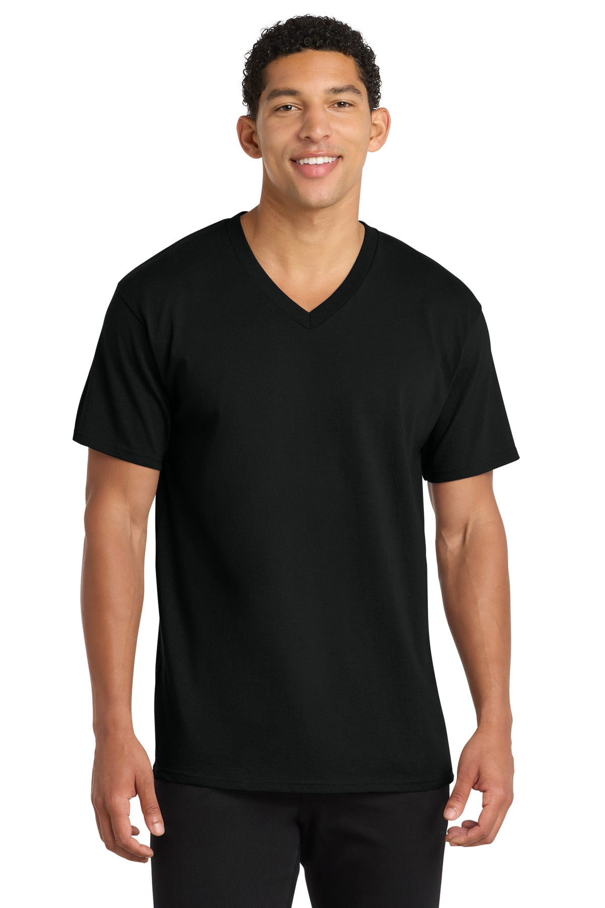 Port & Co Core Cotton V-Neck Tee. PC54V - Jet Black