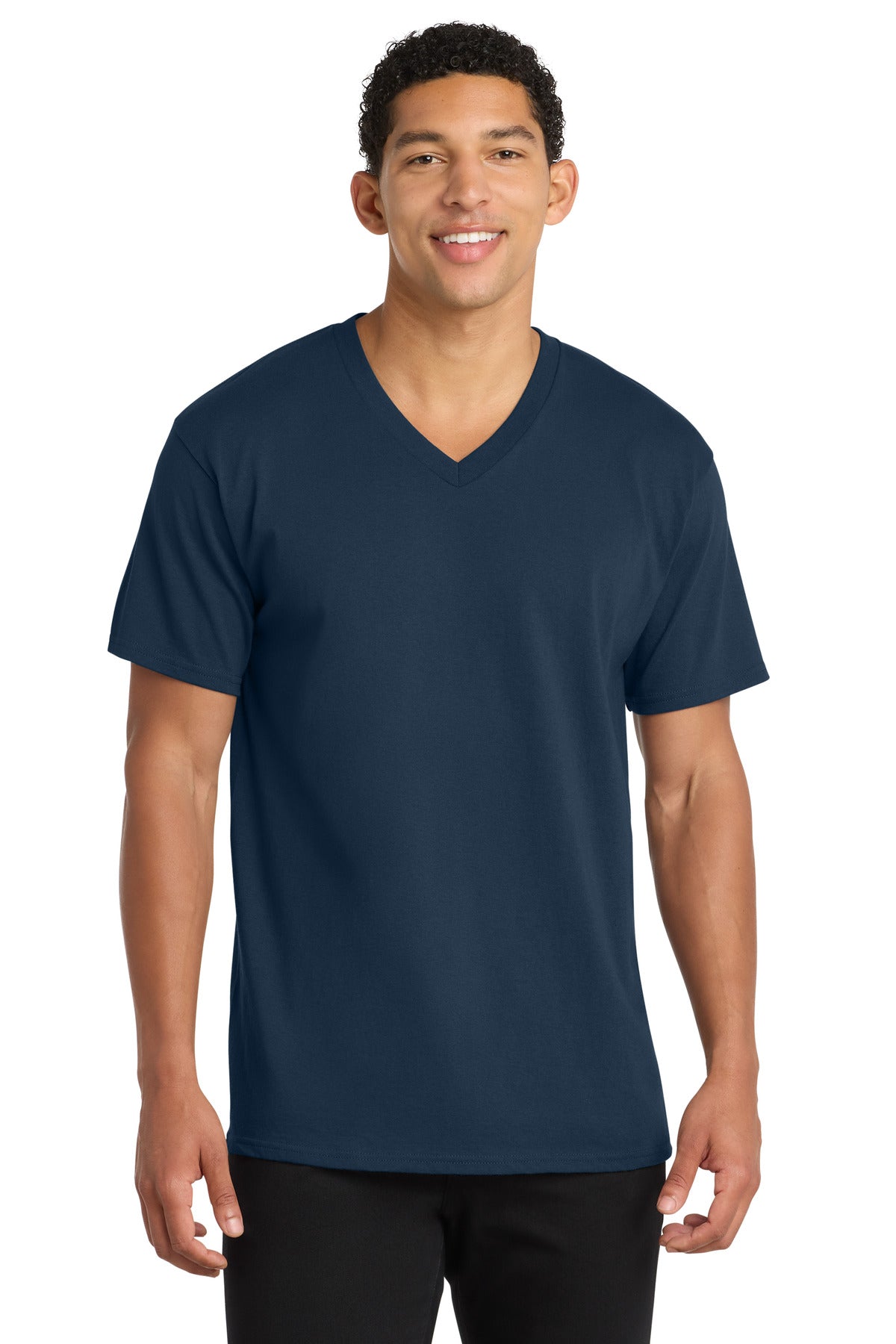 Port & Co Core Cotton V-Neck Tee. PC54V - Navy