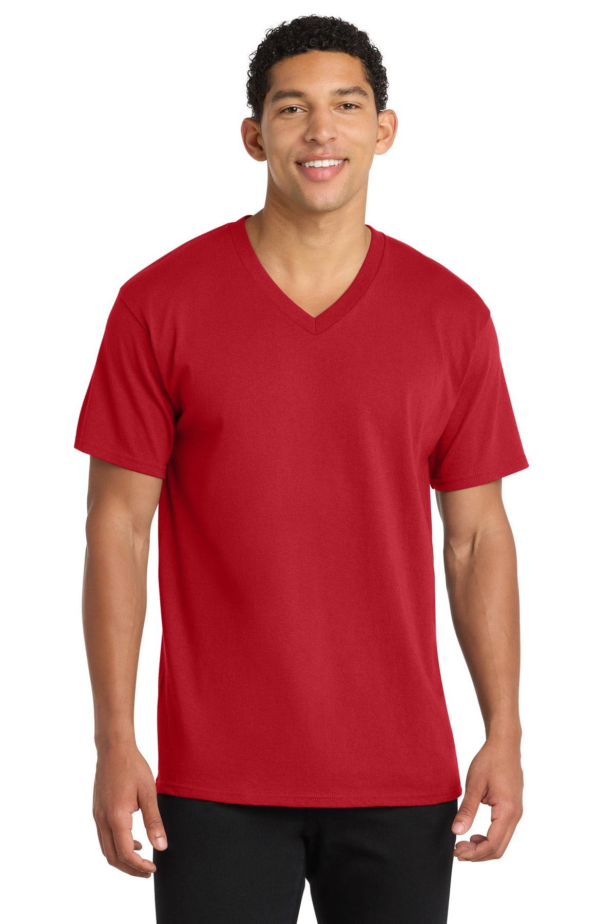 Port & Co Core Cotton V-Neck Tee. PC54V - Red