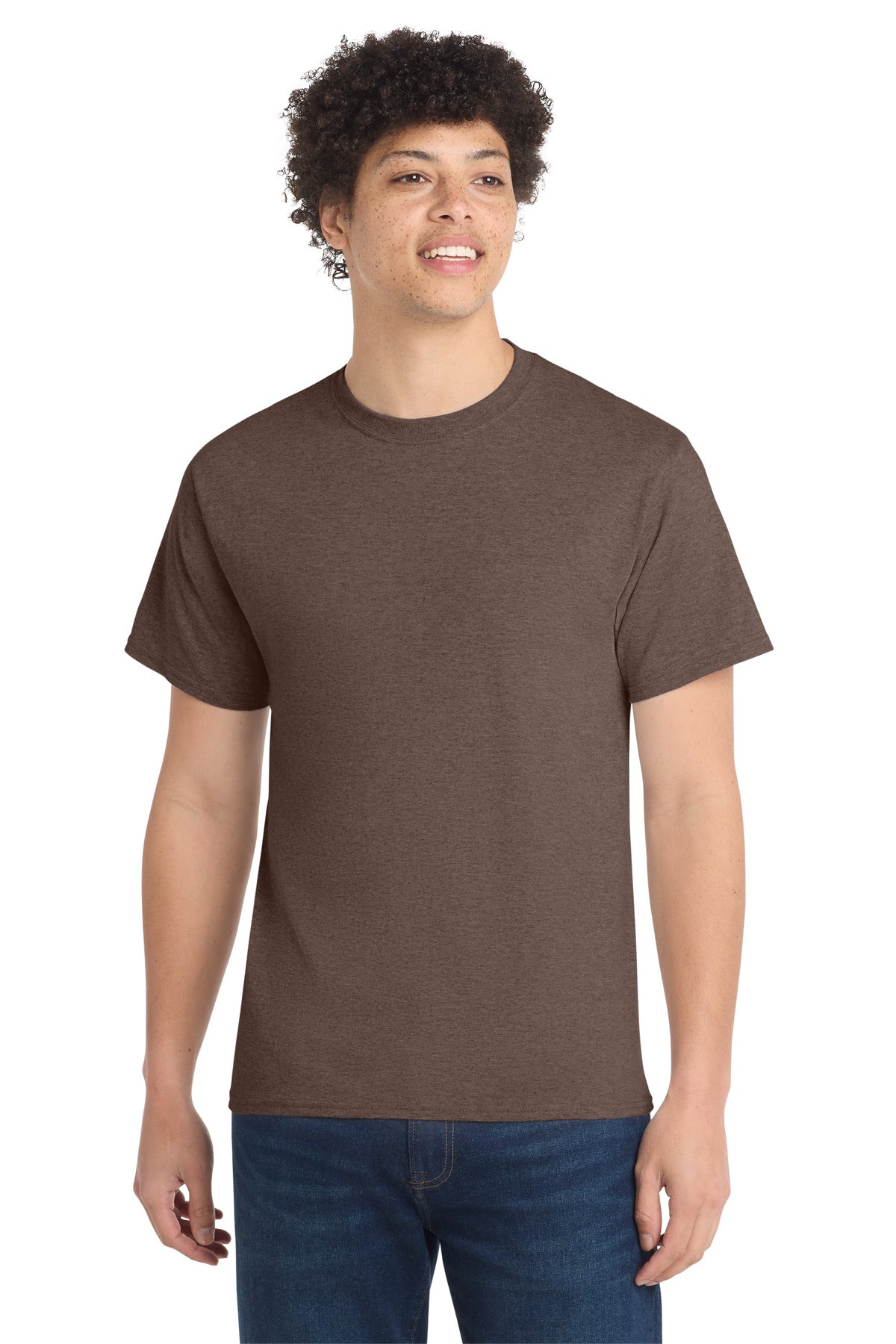 Port & Co Core Cotton Tee. PC54 - Heather Dark Chocolate Brown