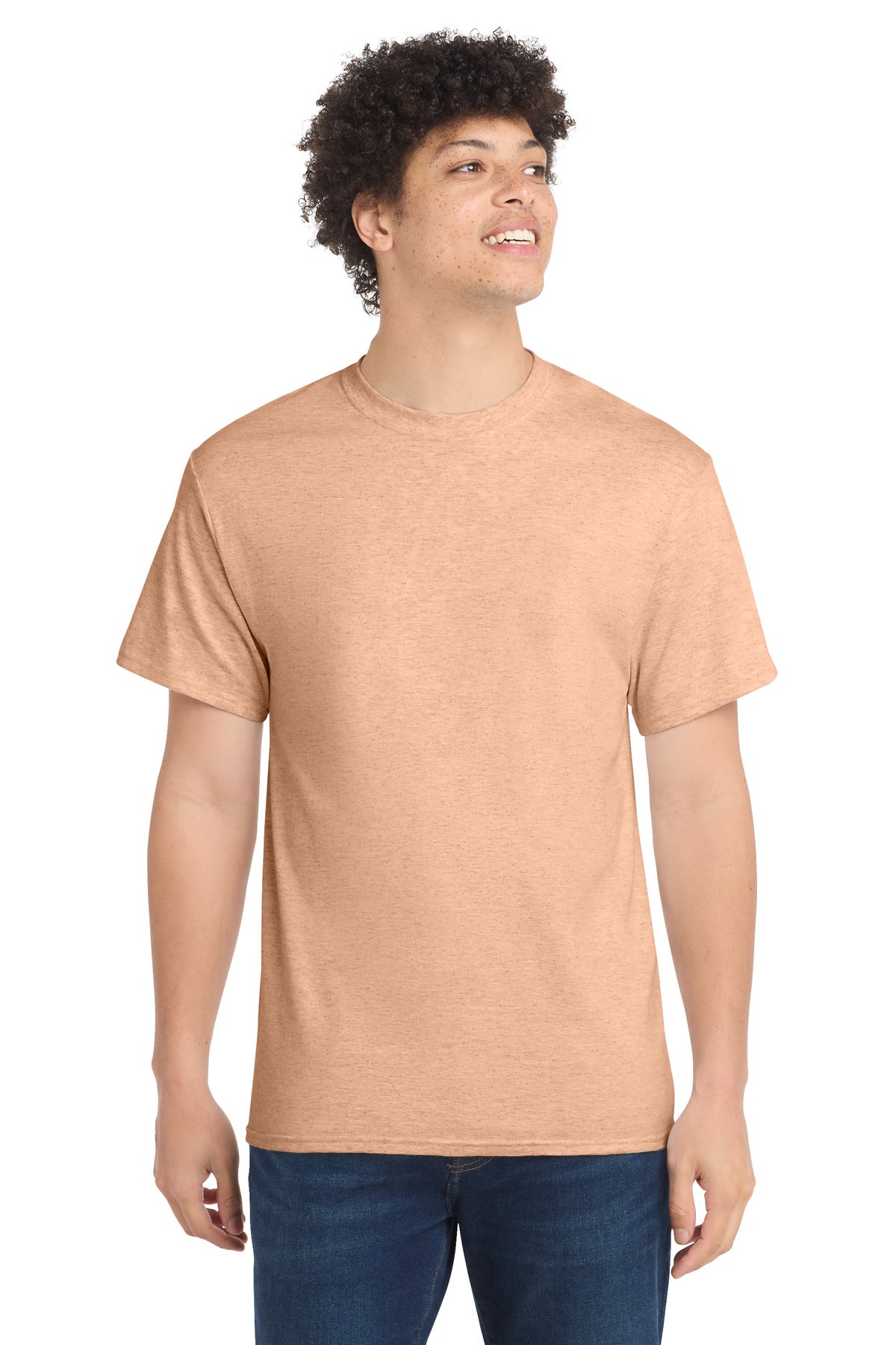 Port & Co Core Cotton Tee. PC54 - Heathered Dusty Peach