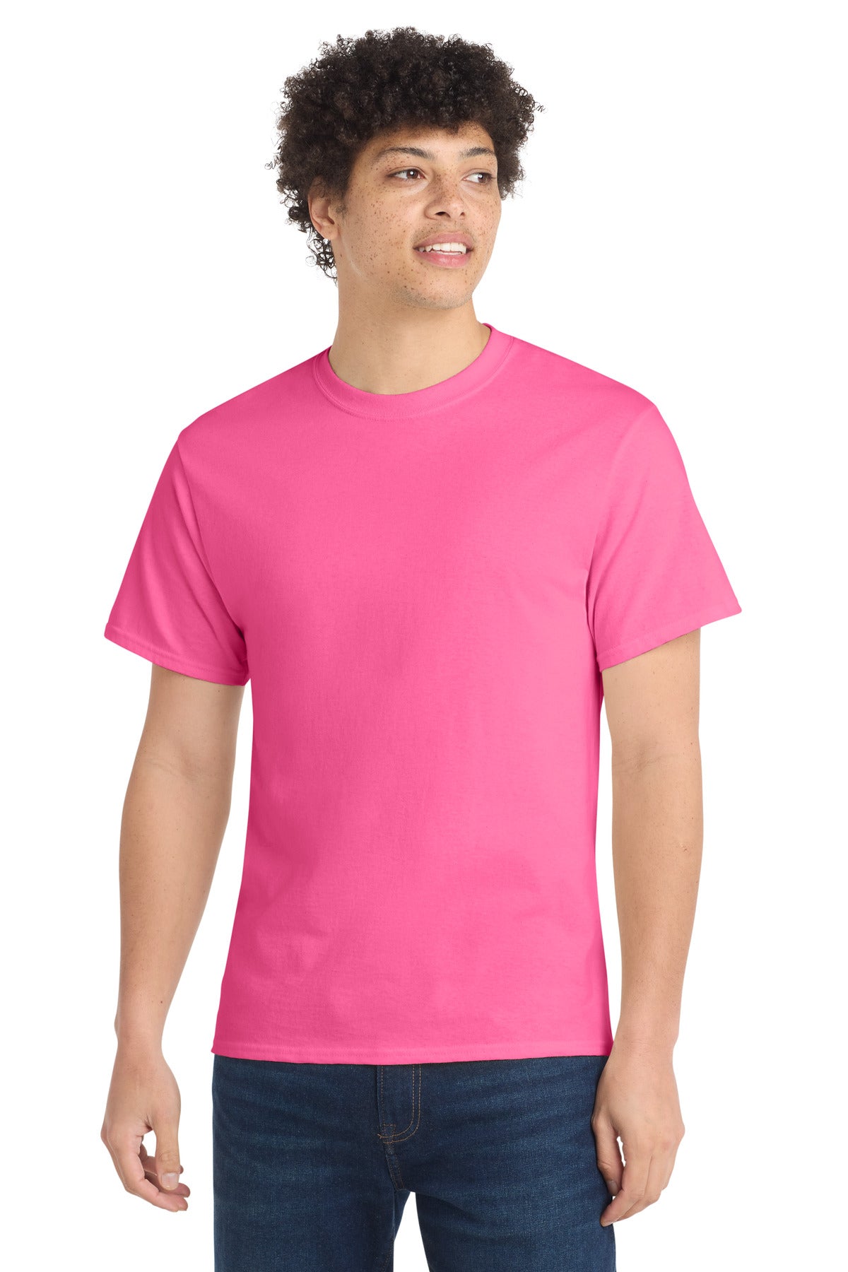 Port & Co Core Cotton Tee. PC54 - Neon Pink