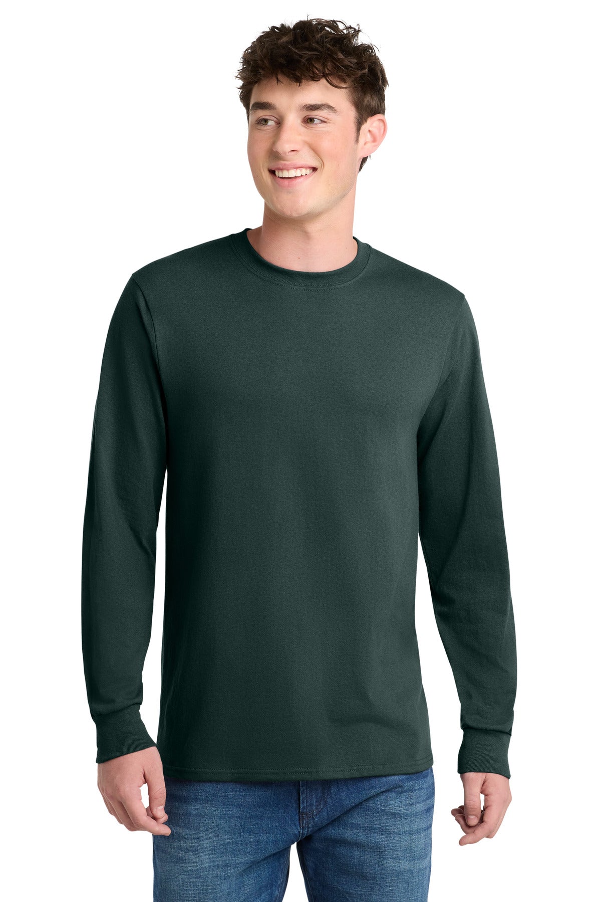 Port & Co Tall Long Sleeve Core Blend Tee. PC55LST - Dark Green
