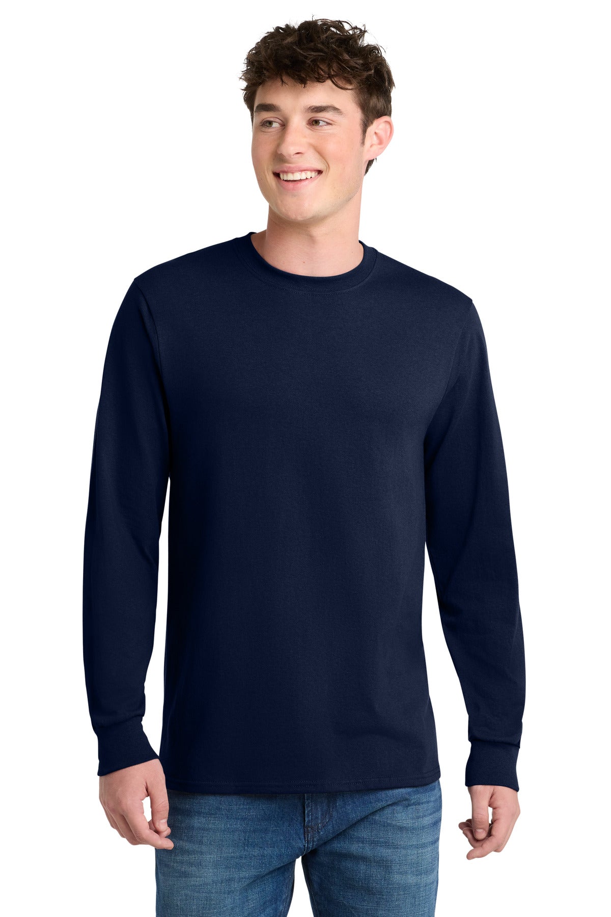 Port & Co Tall Long Sleeve Core Blend Tee. PC55LST - Navy
