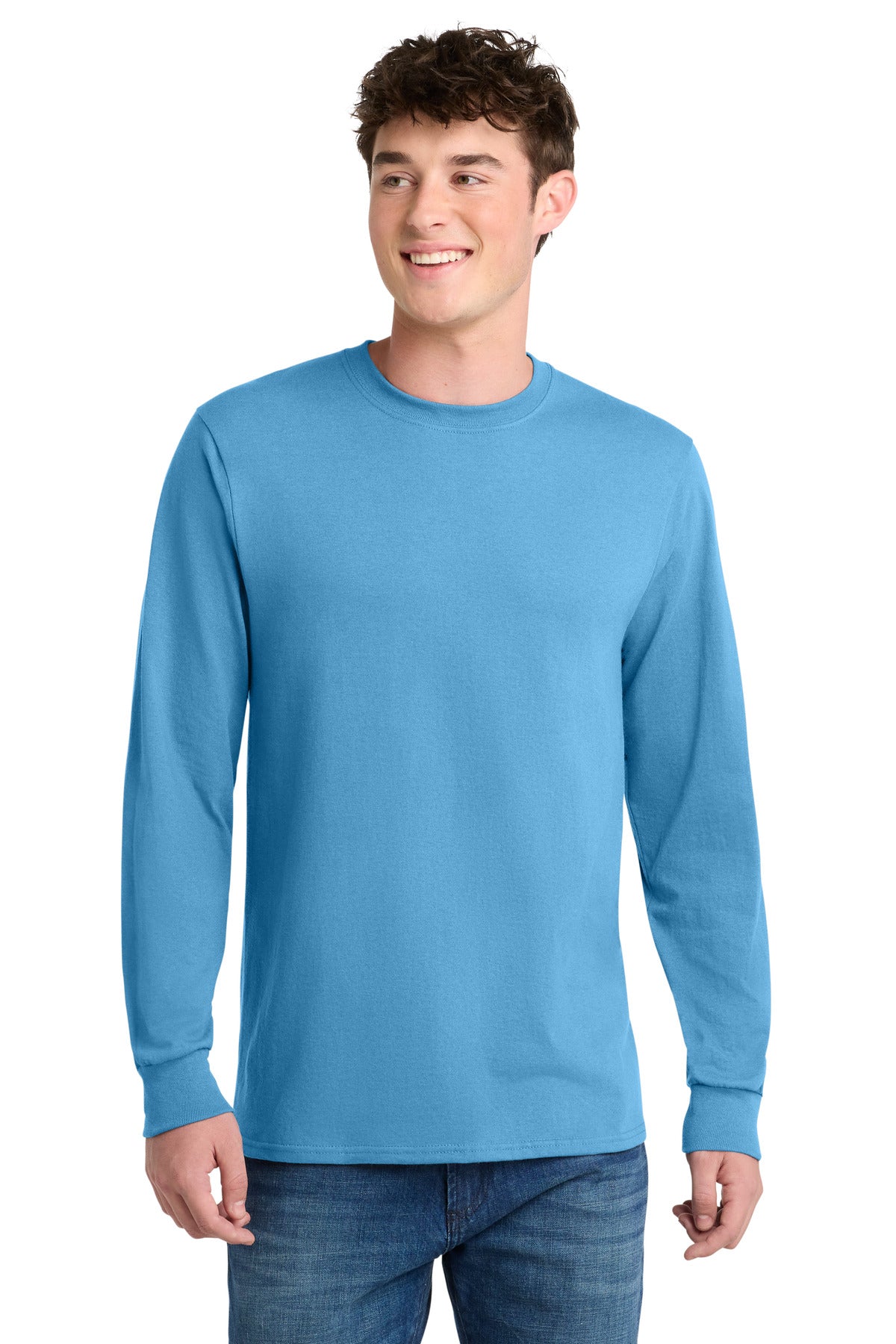 Port & Co Long Sleeve Core Blend Tee. PC55LS - Aquatic Blue