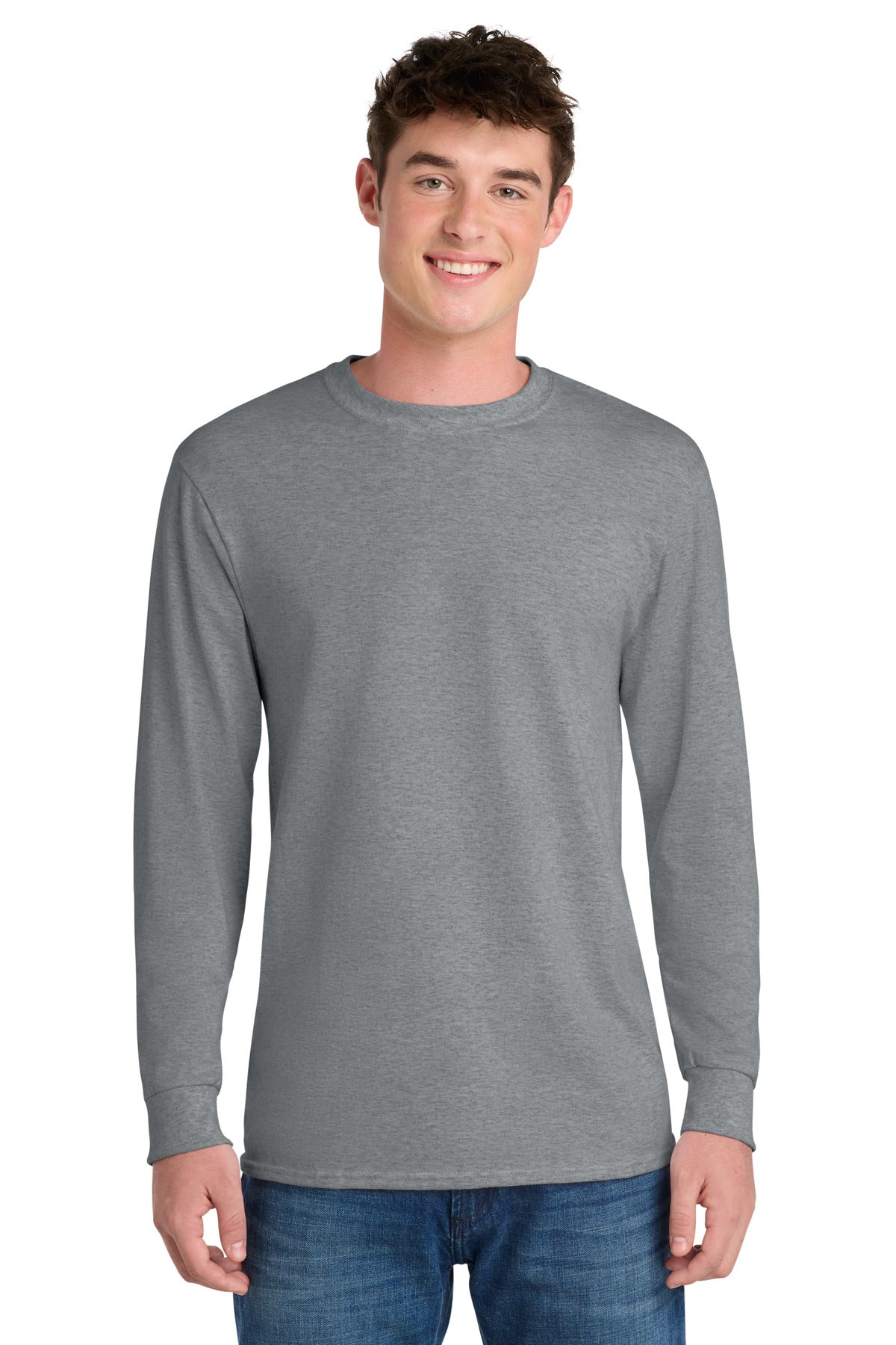 Port & Co Long Sleeve Core Blend Tee. PC55LS - Athletic Heather