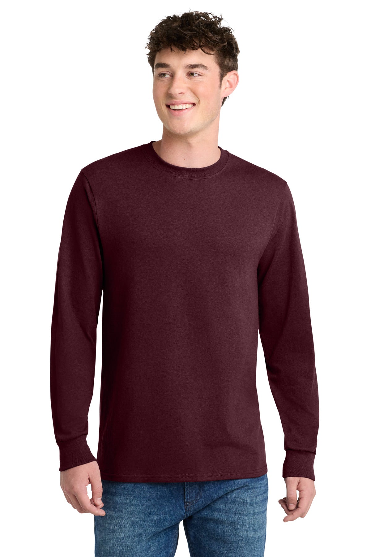 Port & Co Long Sleeve Core Blend Tee. PC55LS - Athletic Maroon