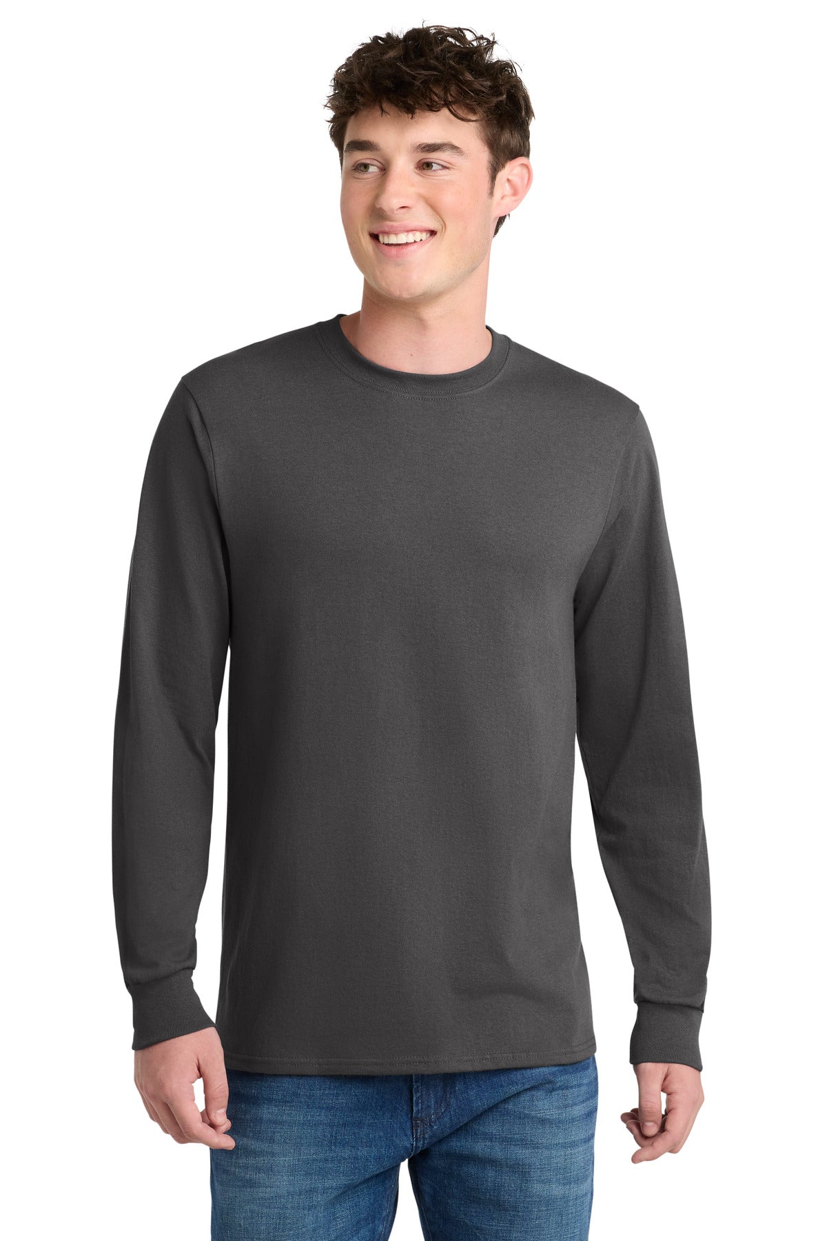 Port & Co Tall Long Sleeve Core Blend Tee. PC55LST - Charcoal