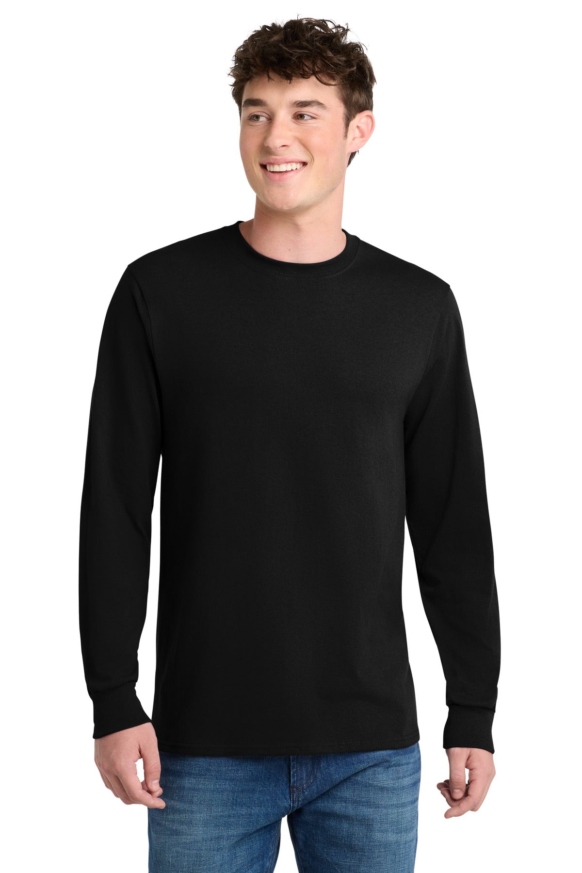 Port & Co Tall Long Sleeve Core Blend Tee. PC55LST - Jet Black