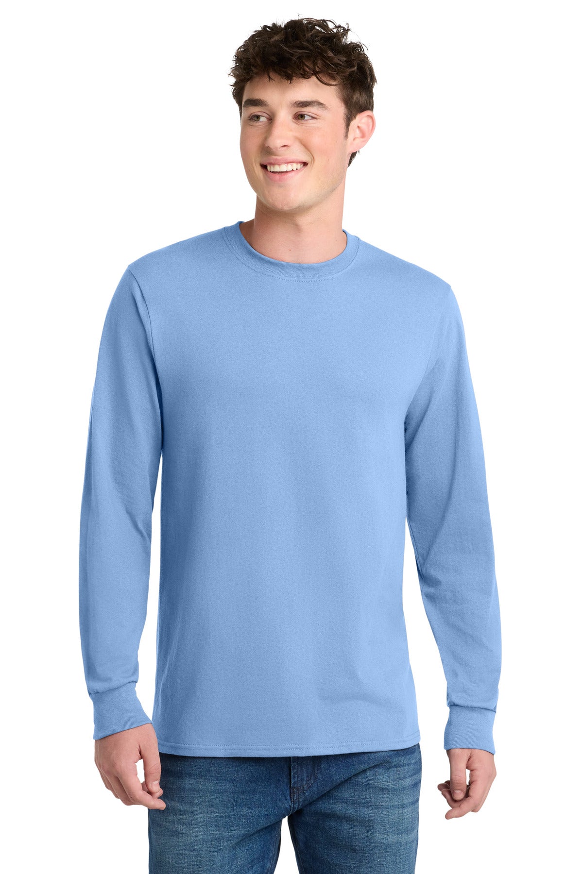 Port & Co Long Sleeve Core Blend Tee. PC55LS - Light Blue