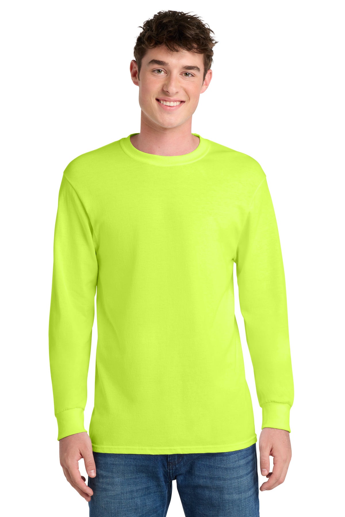 Port & Co Long Sleeve Core Blend Tee. PC55LS - Safety Green